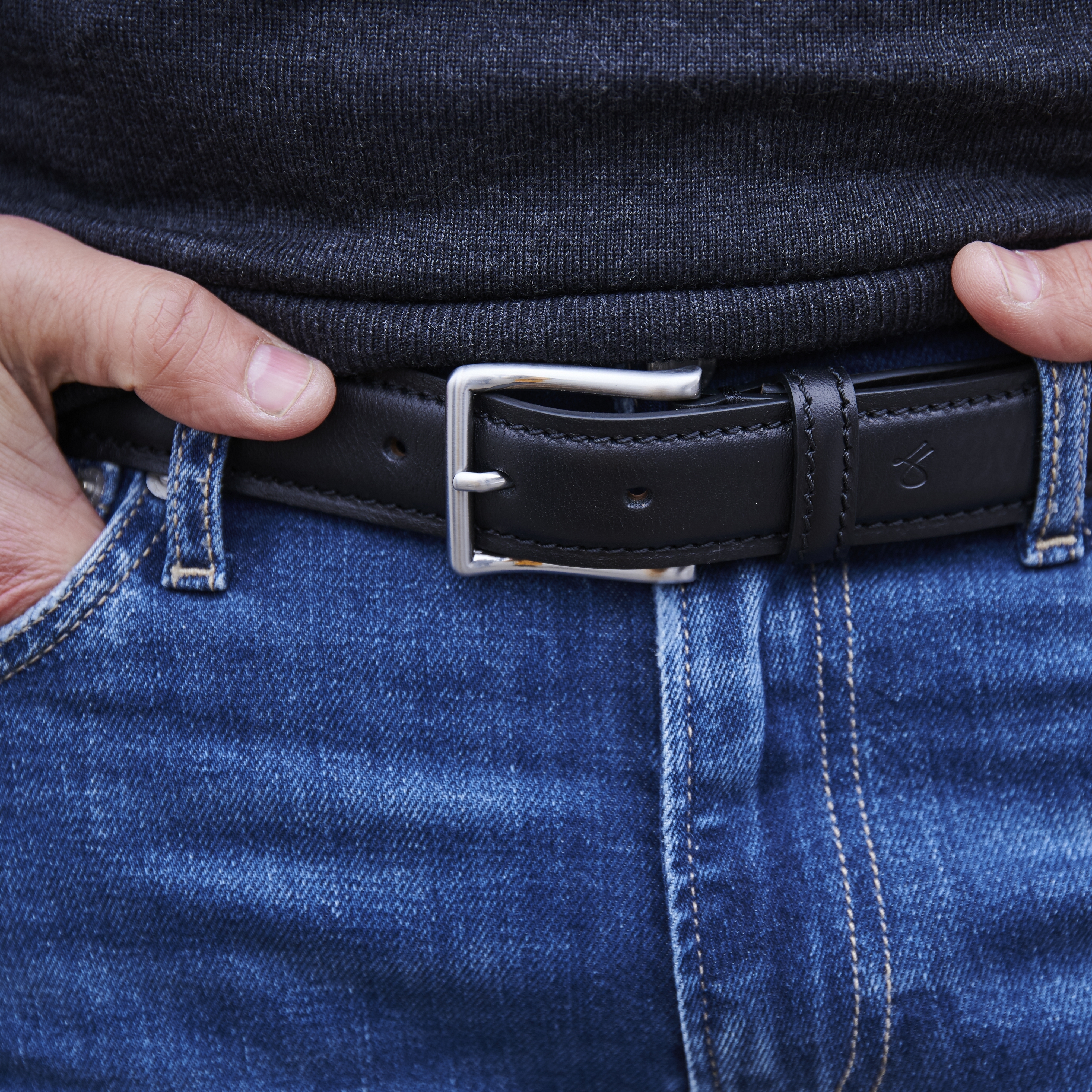 Faron Zwarte Italian Lederen Riem - 4