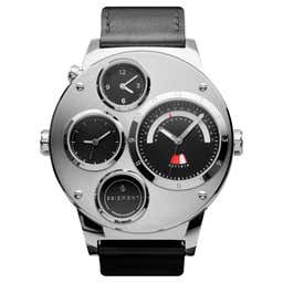 Optimus | Silver-Tone Stainless Steel Watch With 4 Black Subdials