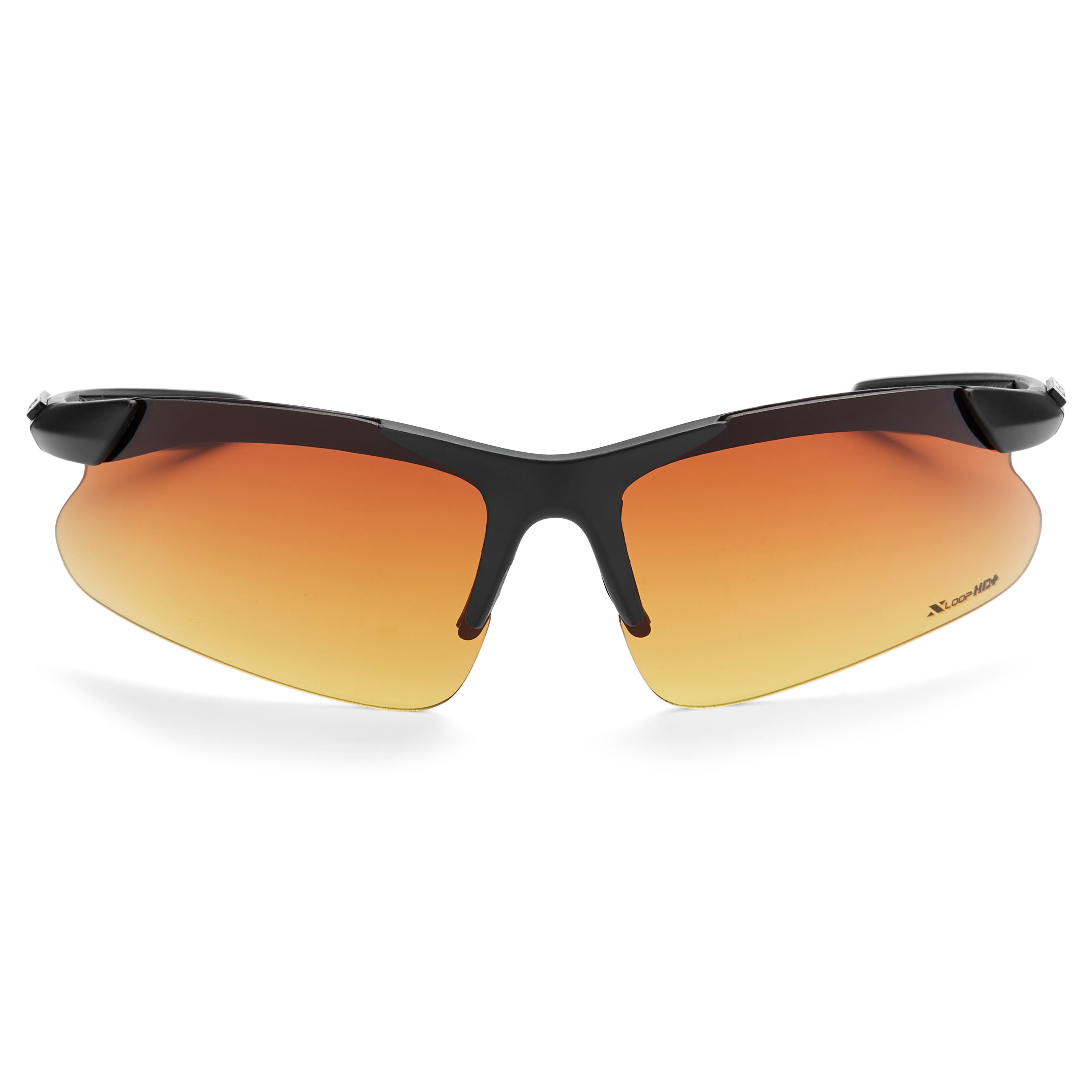 Lunettes de soleil sport à monture couvrante HD+ - noir et brun  - 1