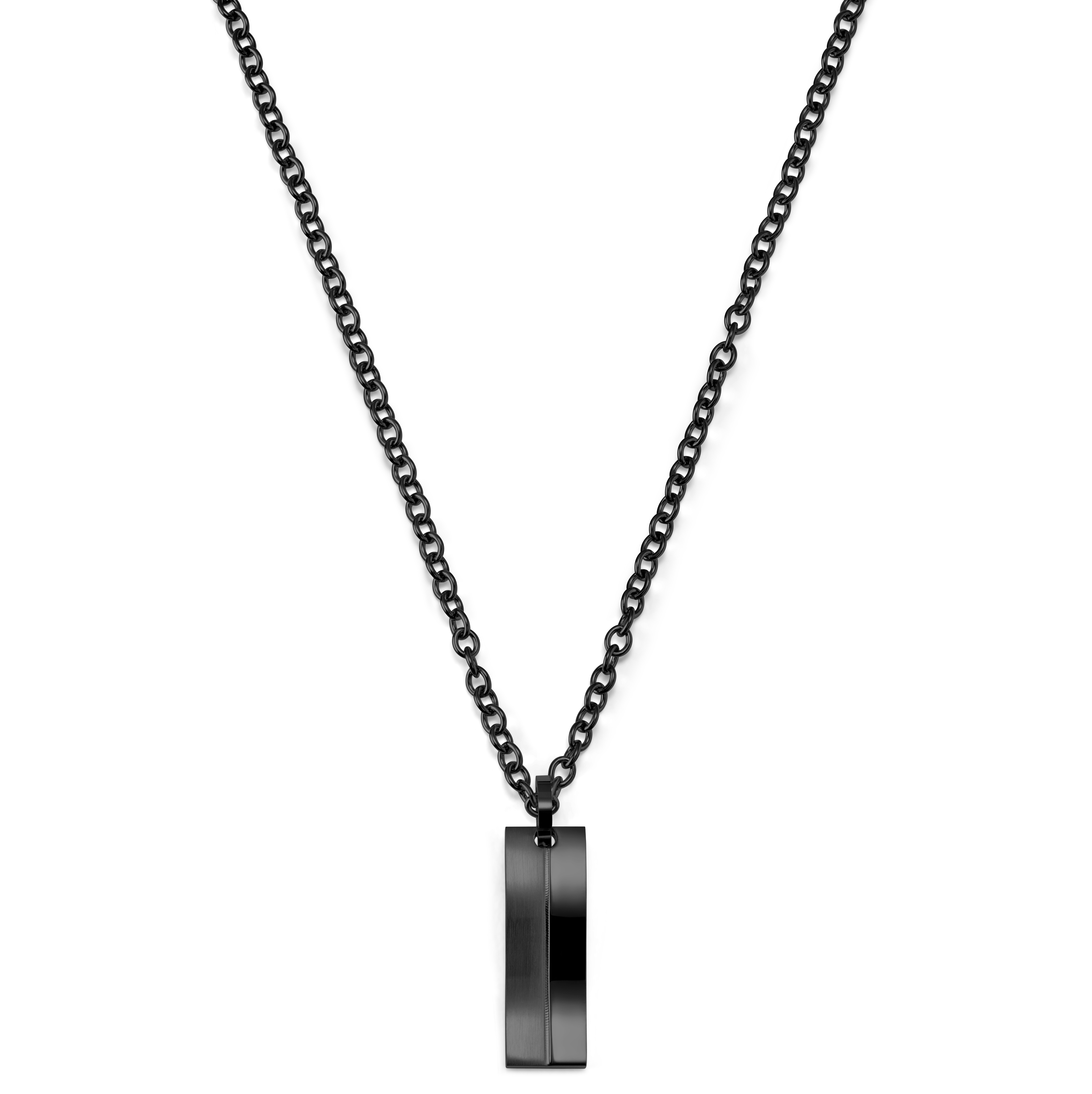 Élégant collier en acier couleur gunmetal - 2