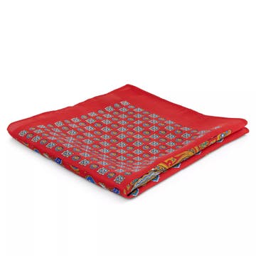 Red, Yellow & Blue Paisley Patchwork Silk Pocket Square Red, Yellow & Blue Paisley Patchwork Silk Pocket Square