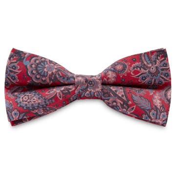 Boho | Cherry Red Floral Silk Pre-Tied Bow Tie