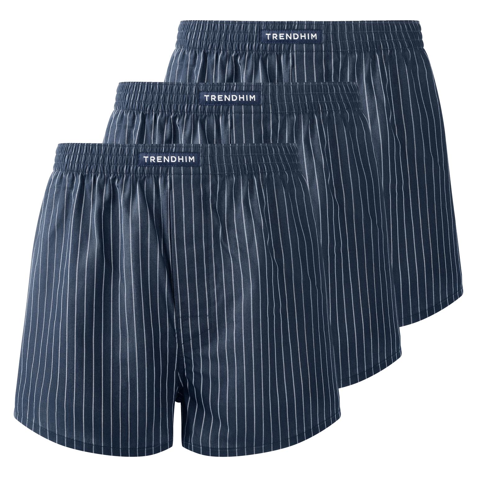 TrueFeel | Set de 3 boxeri din bumbac premium cu croială lejeră, în dungi bleumarin și albe TrueFeel | Set de 3 boxeri din bumbac premium cu croială lejeră, în dungi bleumarin și albe
