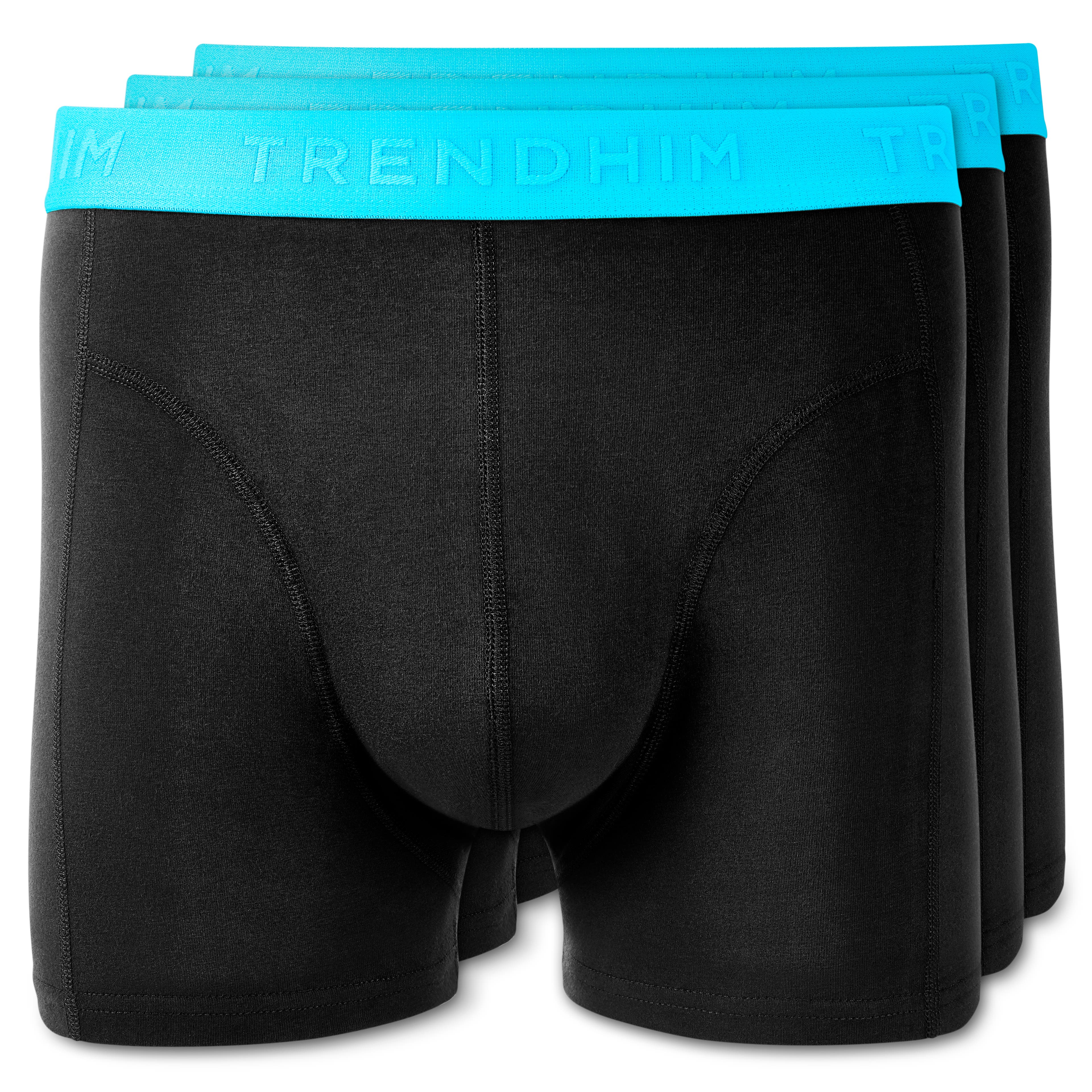 FlexFeel | Paquete de 3 calzoncillos bóxer de algodón negro con cinturilla azul neón - 1