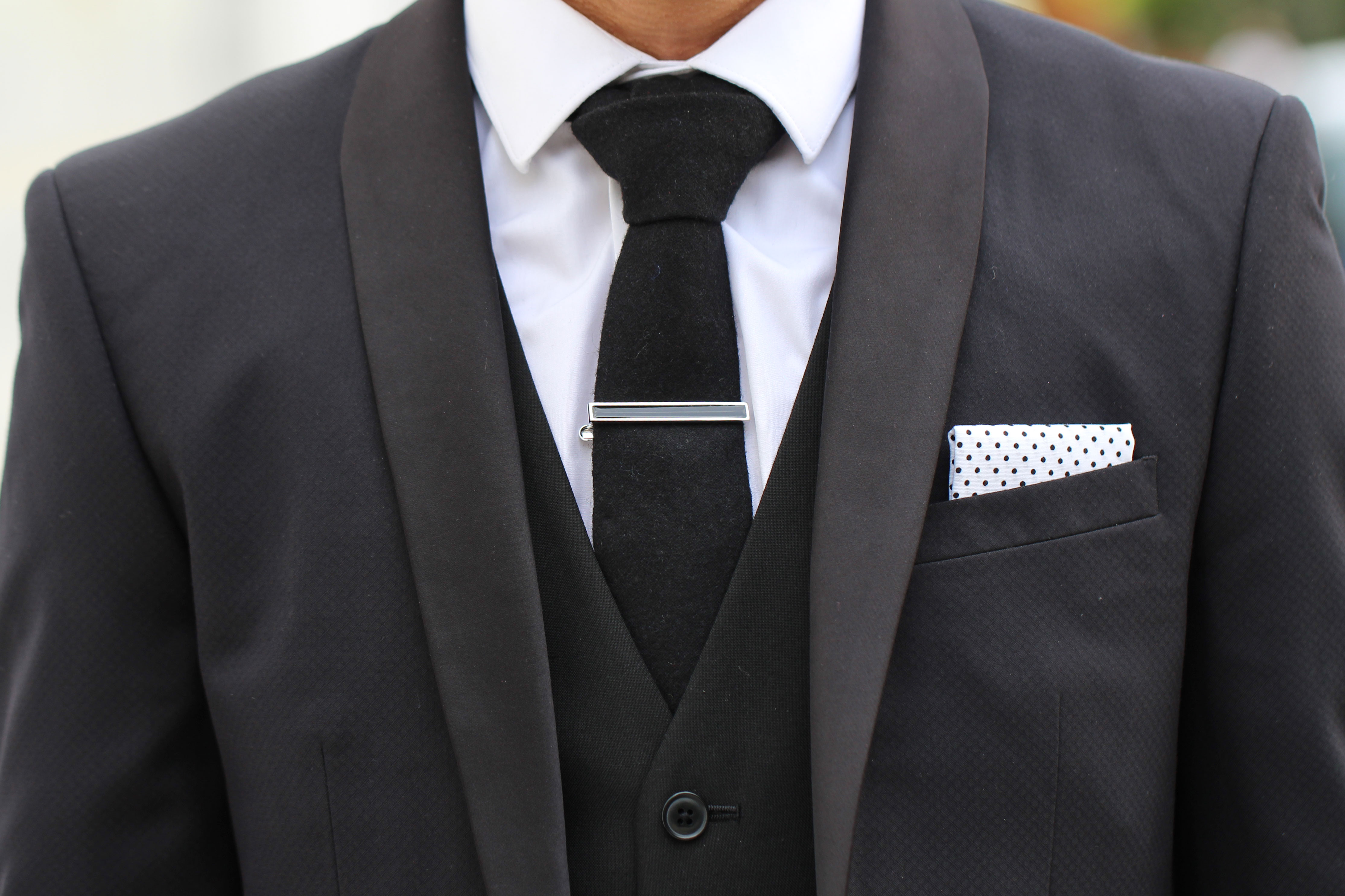 Svart Handgjord Grov Ullslips - 4