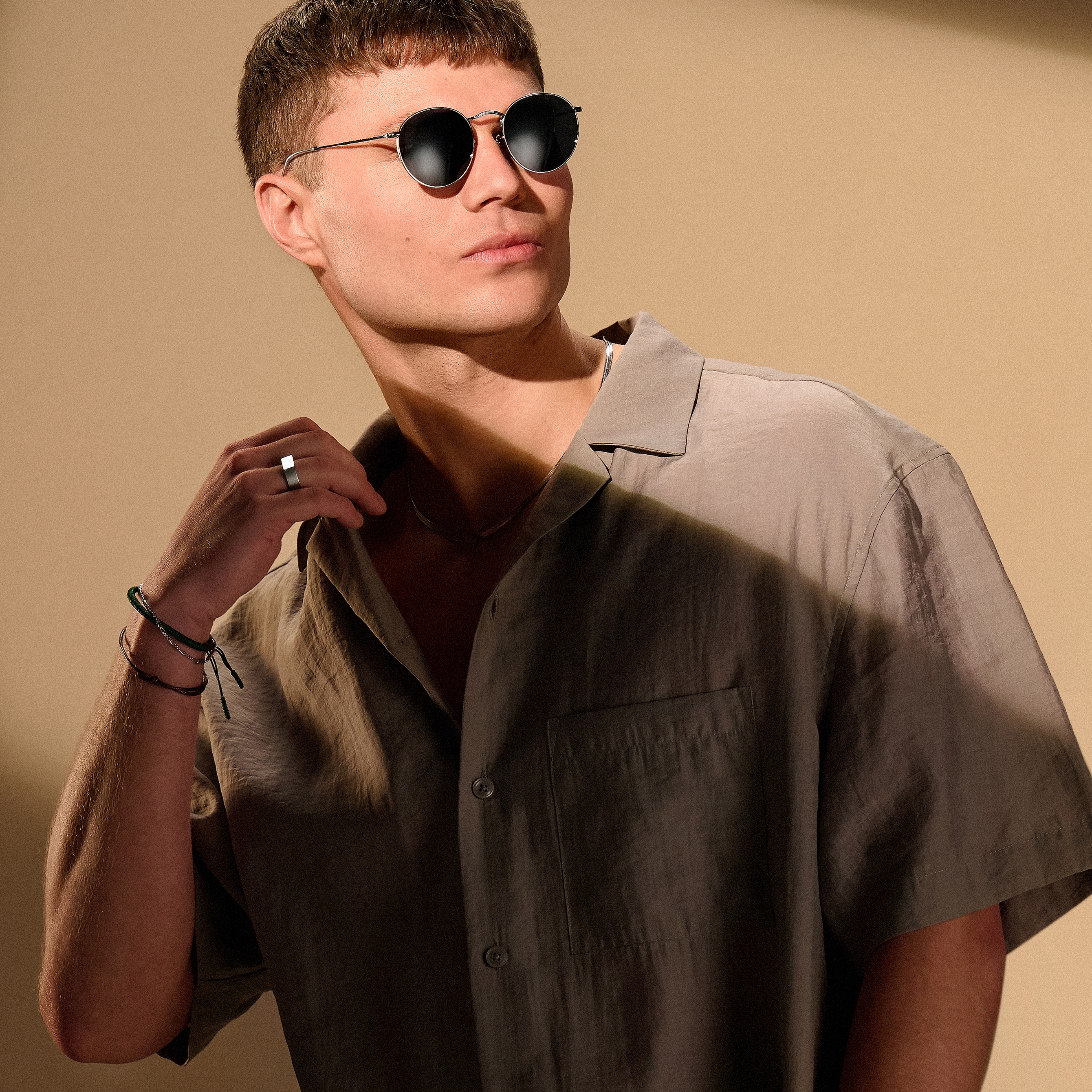 Поляризирани кръгли очила от хирургична стомана с черни стъкла - 5