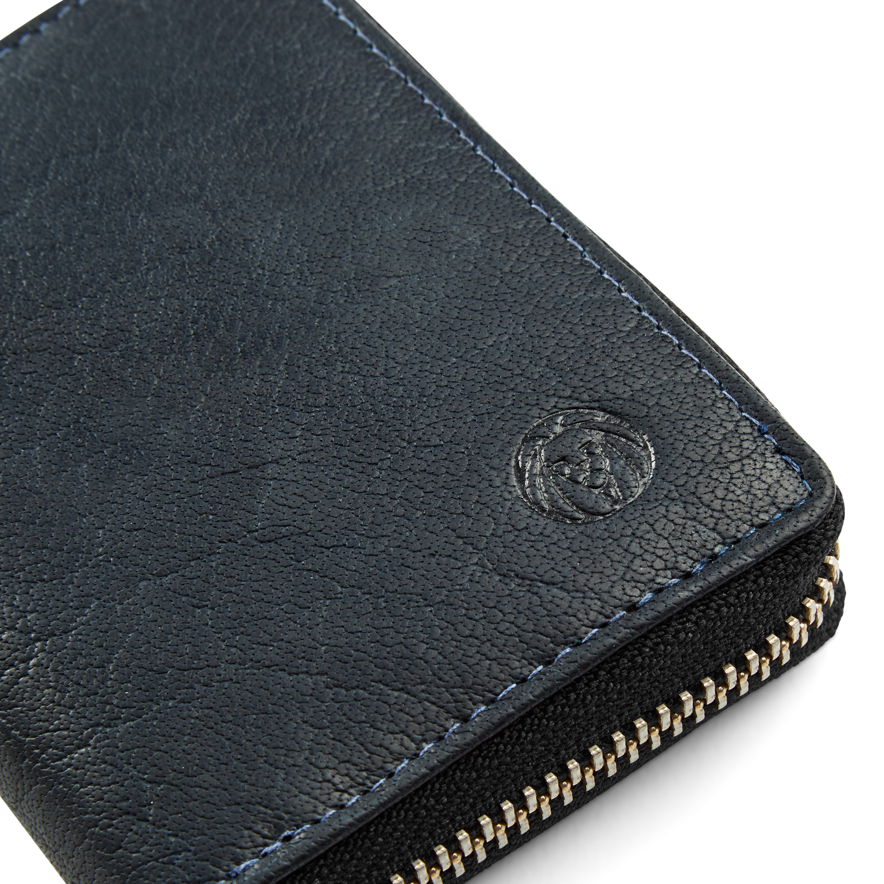 Cartera de cuero RFID azul marino Montreal - 8