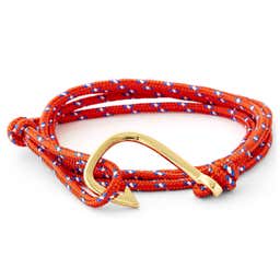 Red & Gold-Tone Fish Hook Bracelet