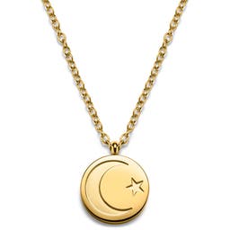 Unity | Gold-tone Star and Crescent Circle Necklace