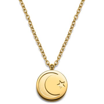 Unity | Gold-tone Star and Crescent Circle Necklace