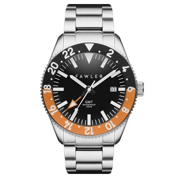 Métier | Černvené hodinky GMT z nerezové oceli