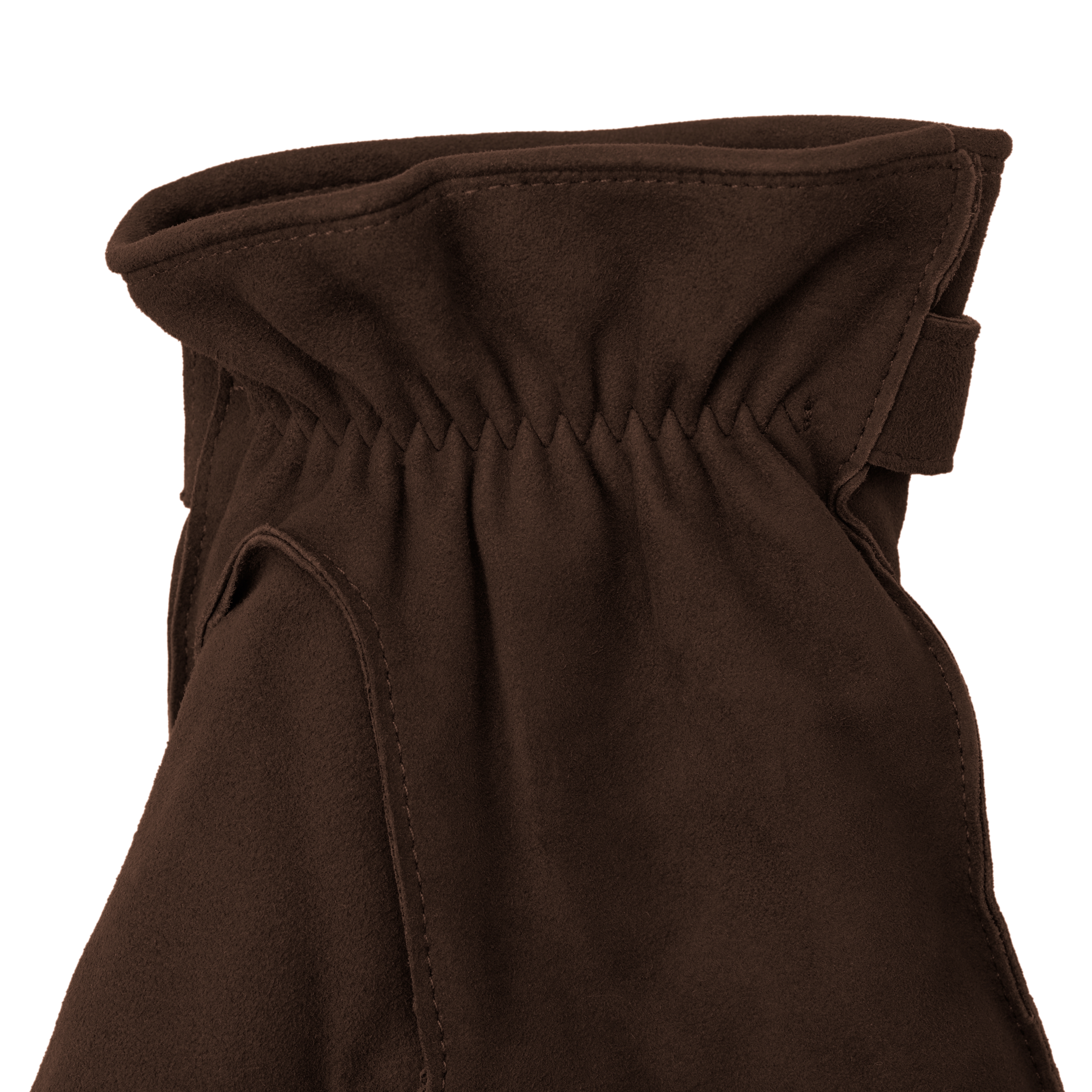 Brown Suede Leather Gloves with Buckle - 6