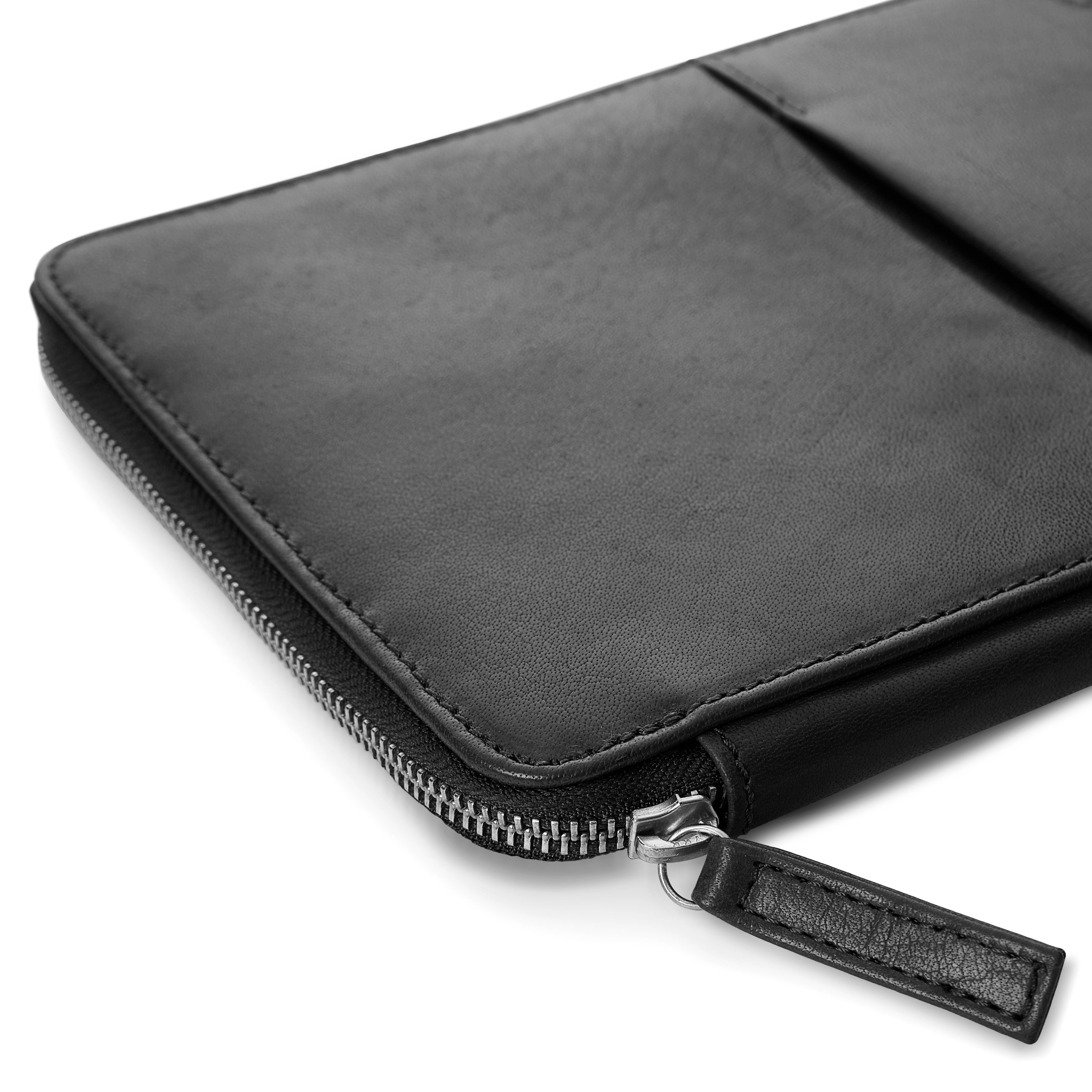 Black Zippered Refillable Buffalo Leather Notebook & Journal Cover - 7