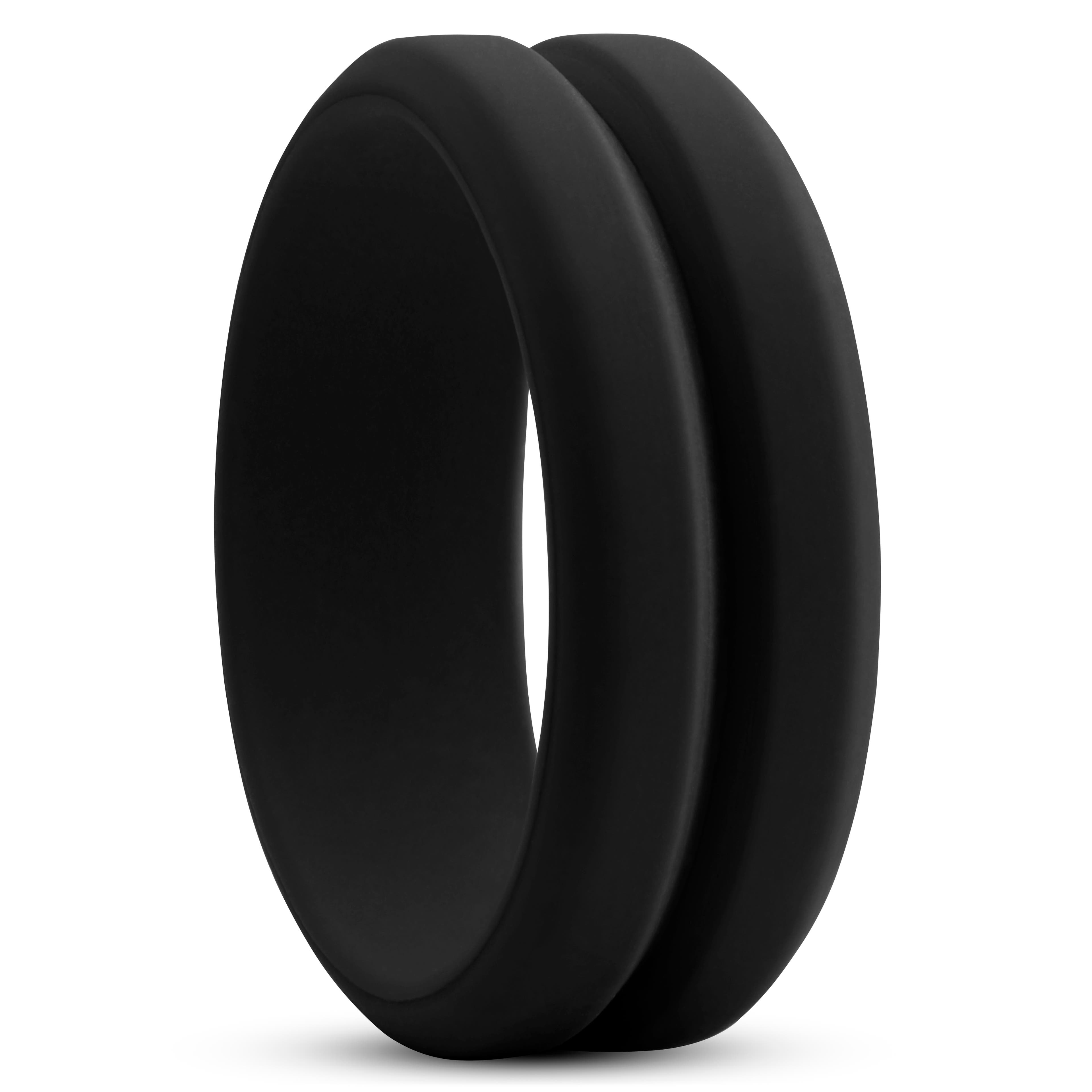 8 mm Black Silicone With Dent Middle Ring