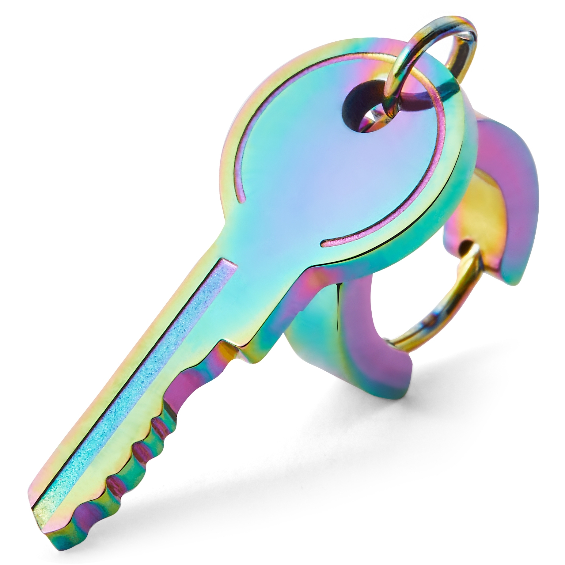 Floyd Rainbow Key Pendant Hoop Earring - 3