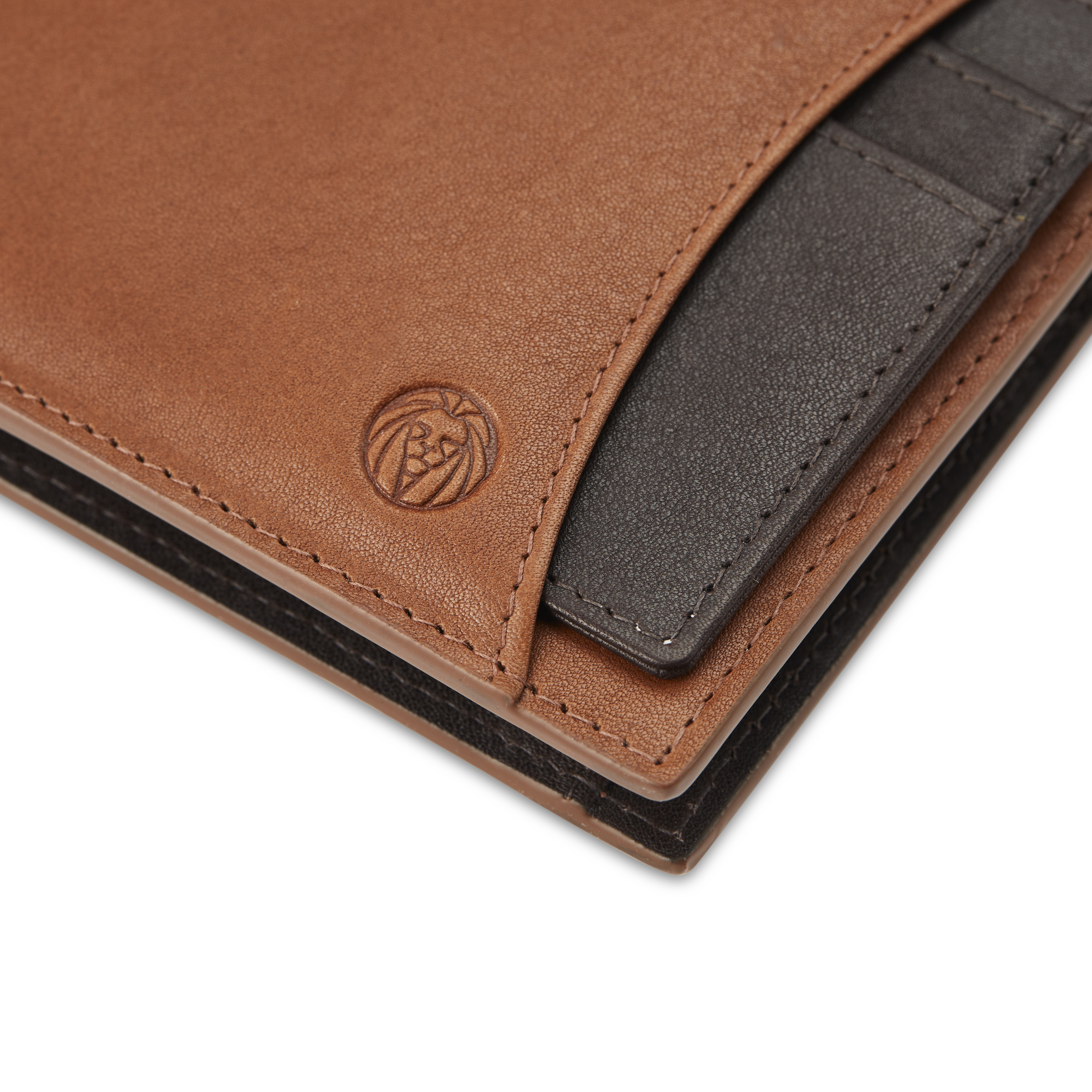 Cartera y tarjetero de cuero canela y marrón oscuro con bloqueo RFID Lincoln - 10