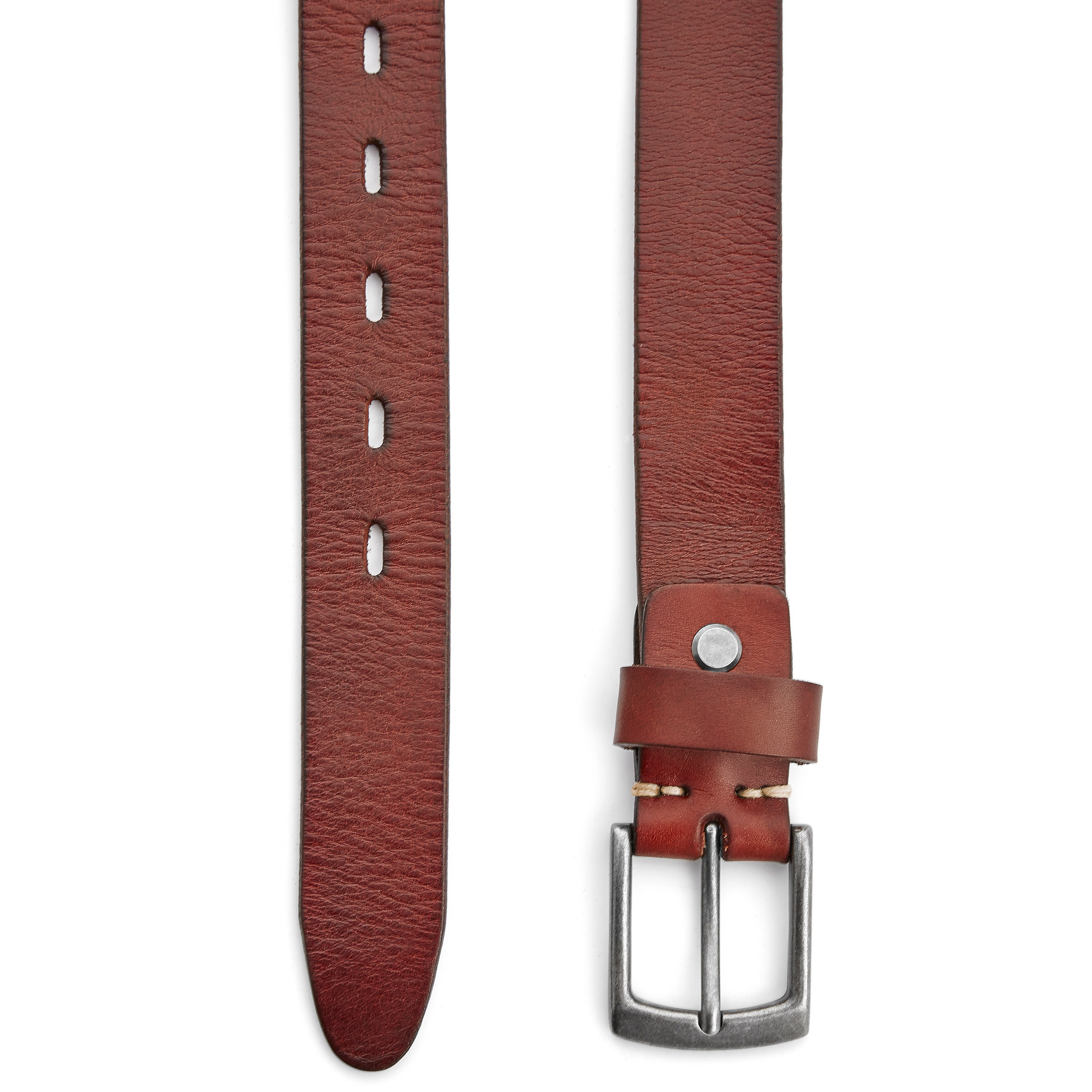 Smalt Mahognybrun Rawhide Läderbälte - 2