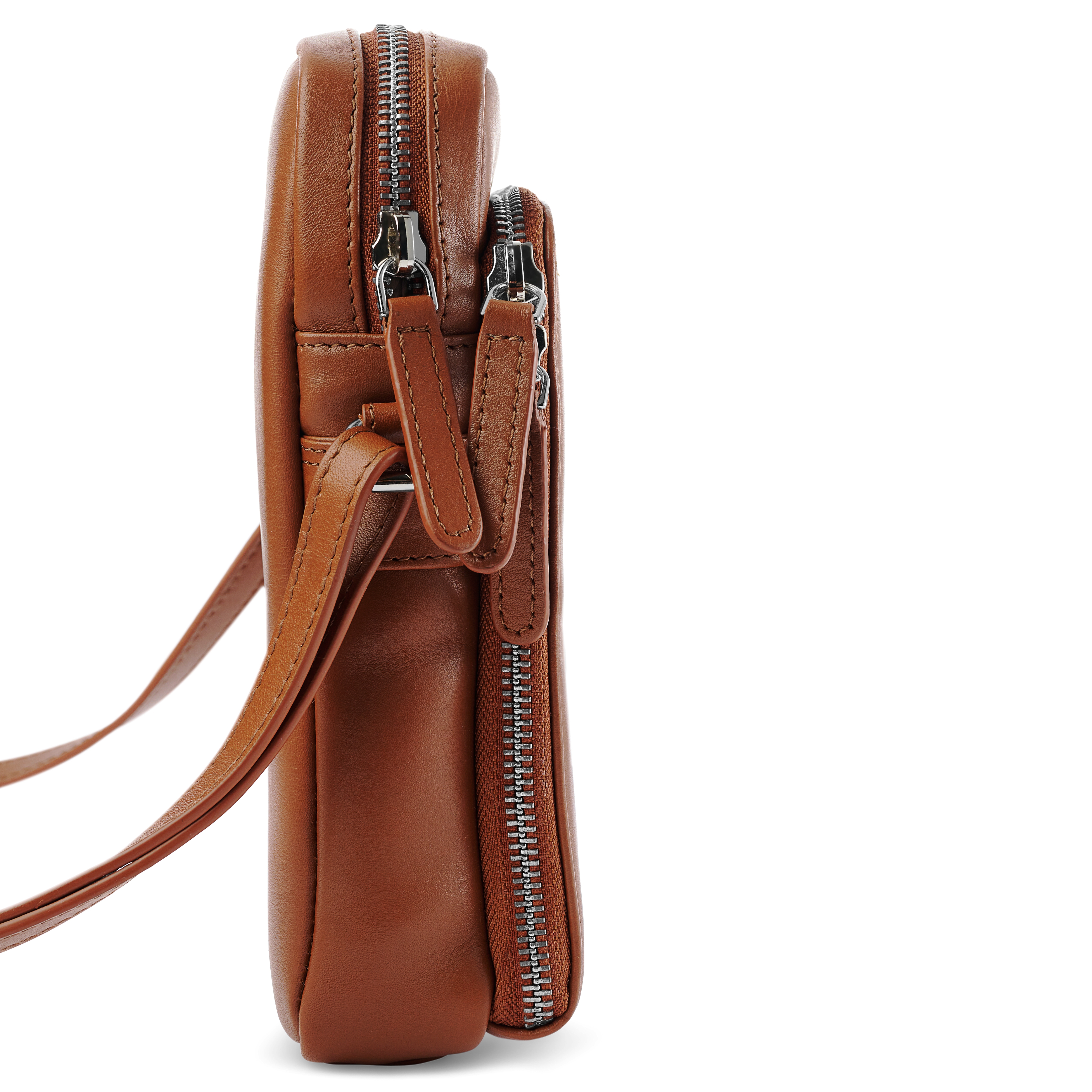 Étui pour téléphone portable en cuir cognac avec poche frontale - 3