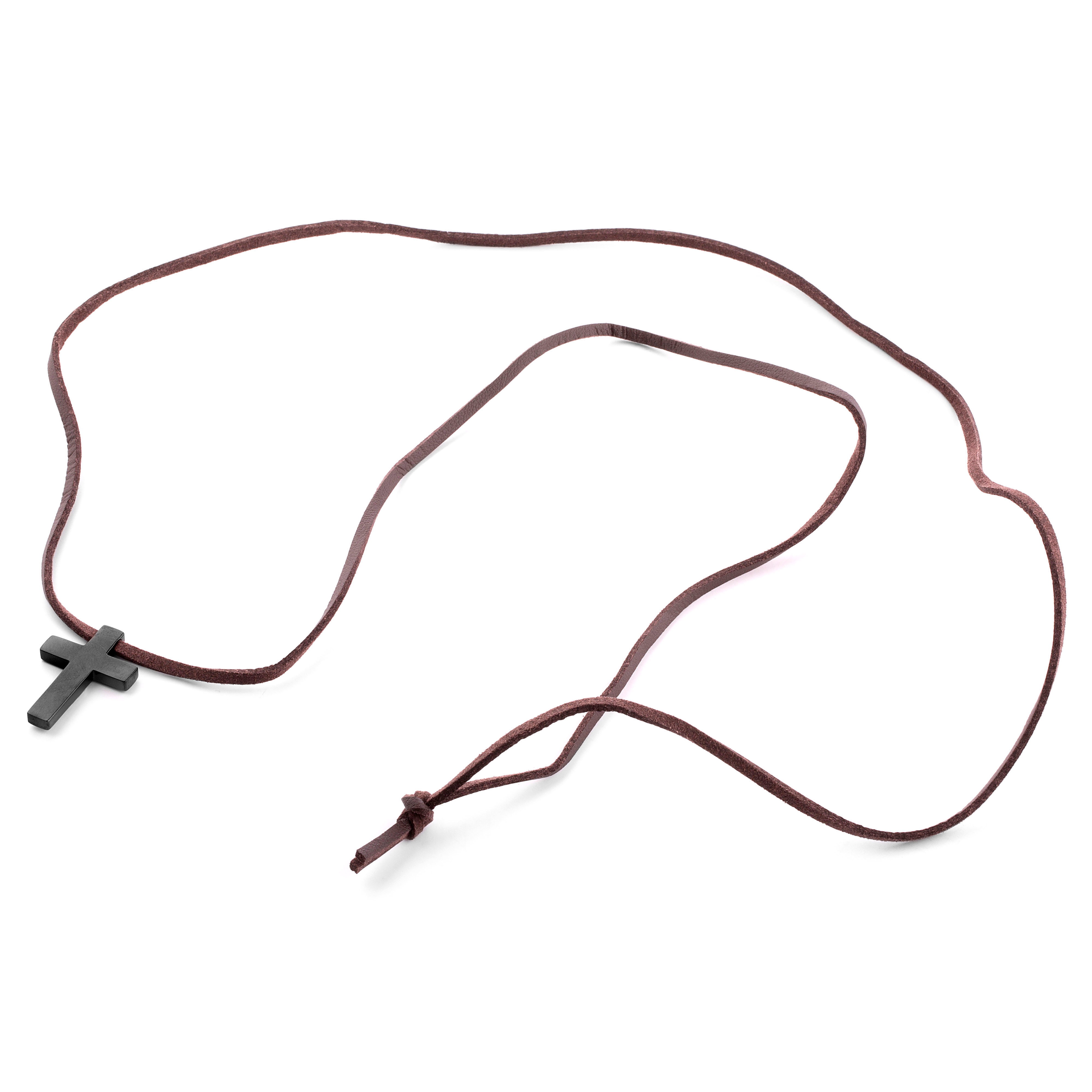 Kožený náhrdelník Černý kříž The Son - 3