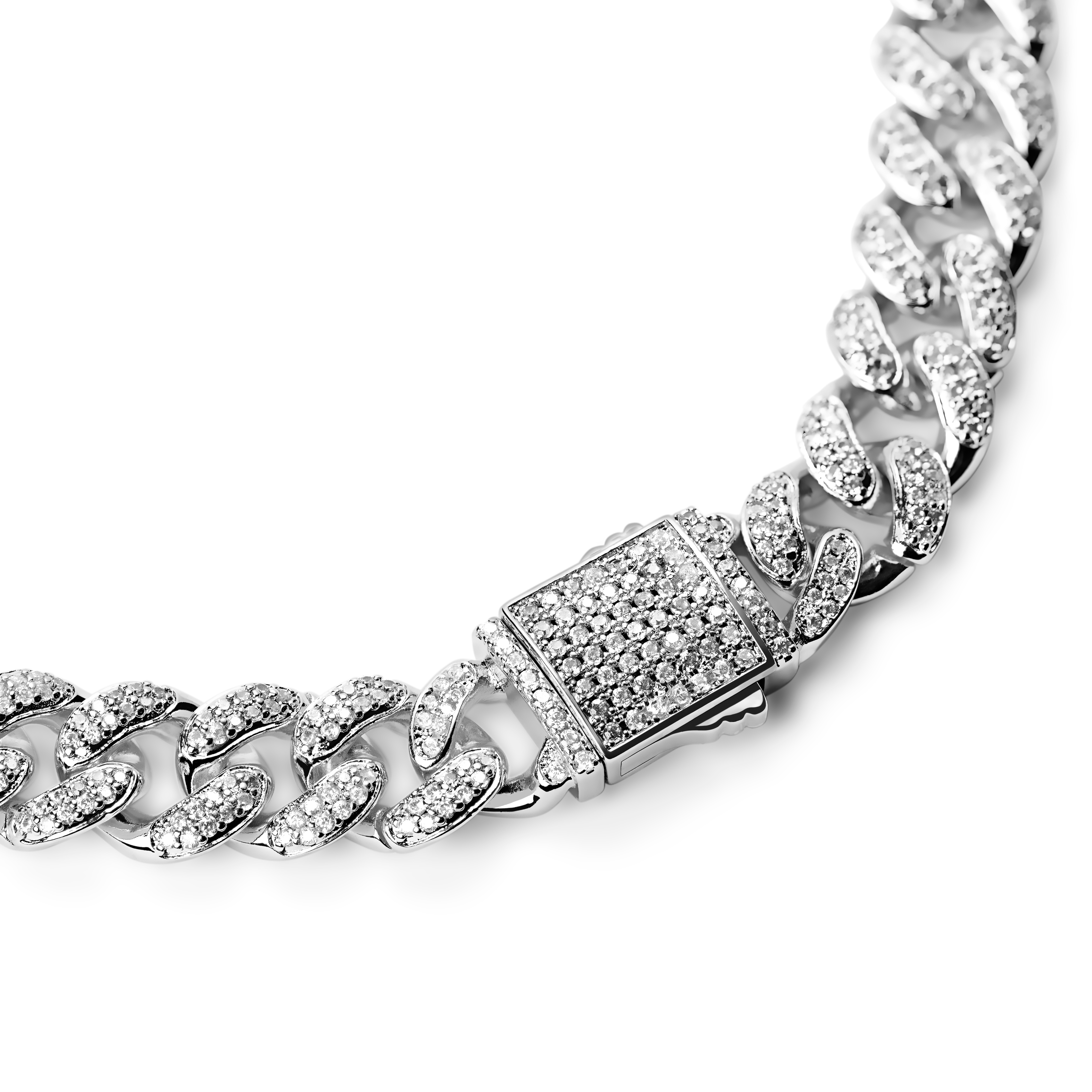 Nicos | 12 mm Iced Silver-tone Cuban Chain Zirconia Necklace - 3