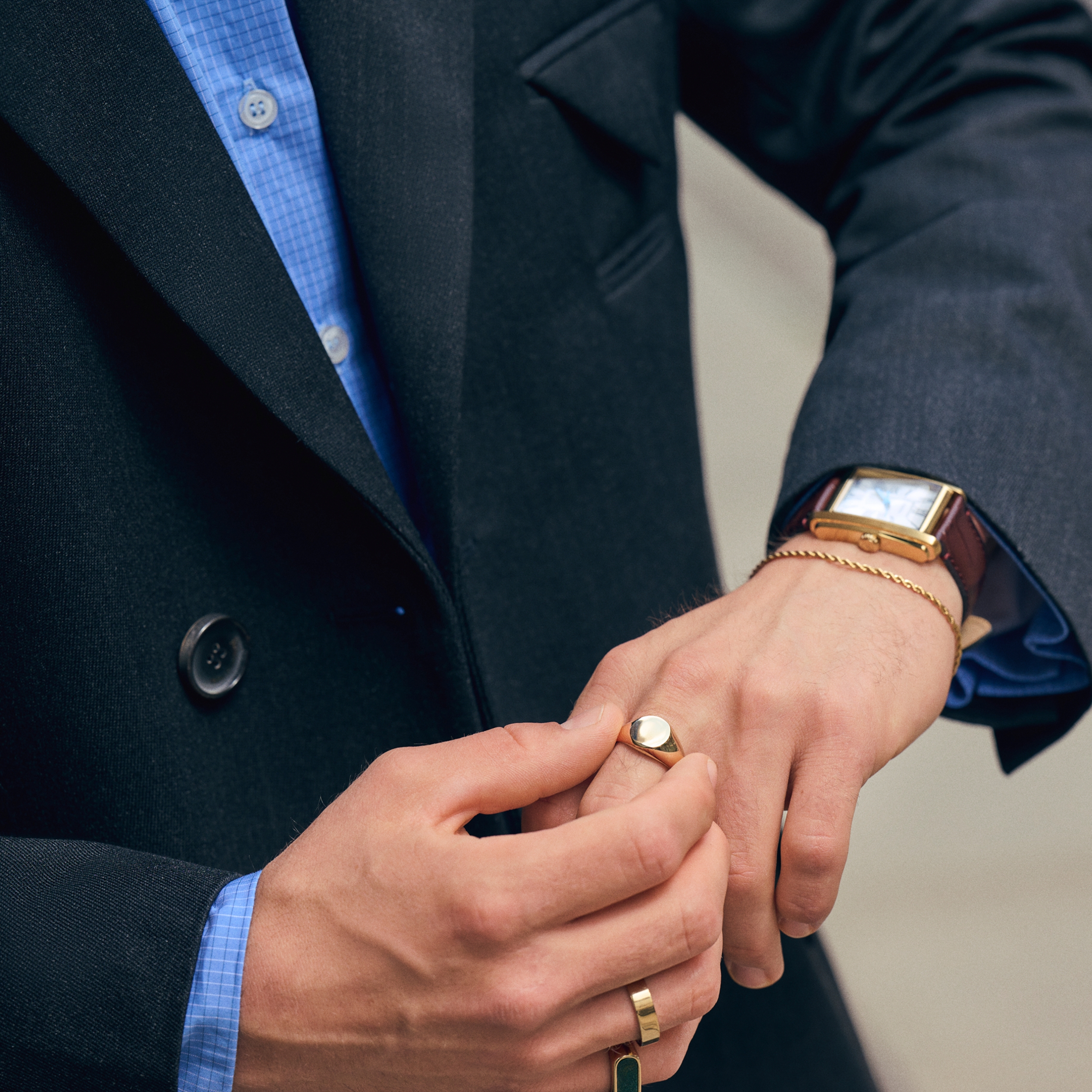 Gold-Tone Mason Ring - 5