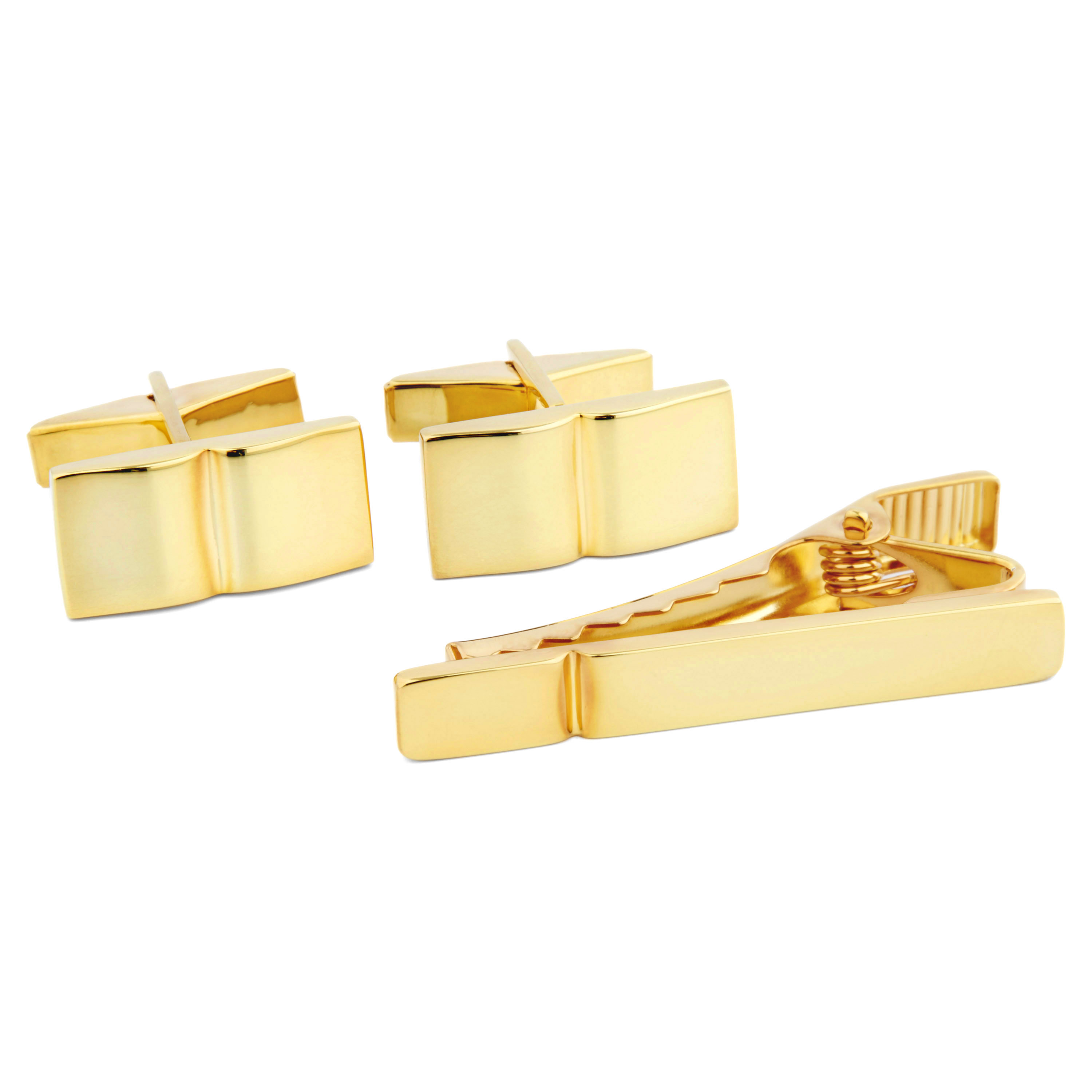 Set corto de plata 925s y oro con surco - 1