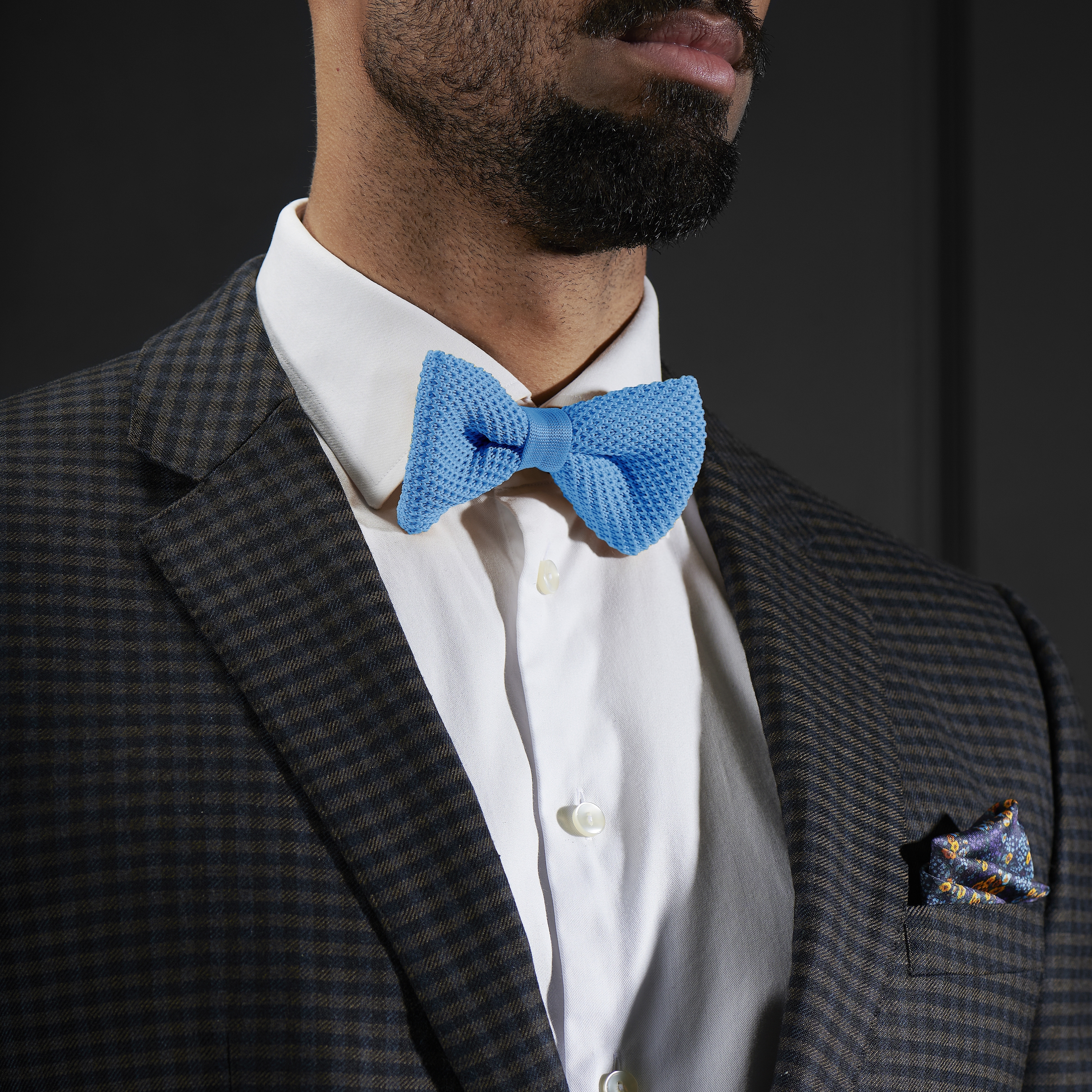 Sky Blue Knitted Bow Tie - 3