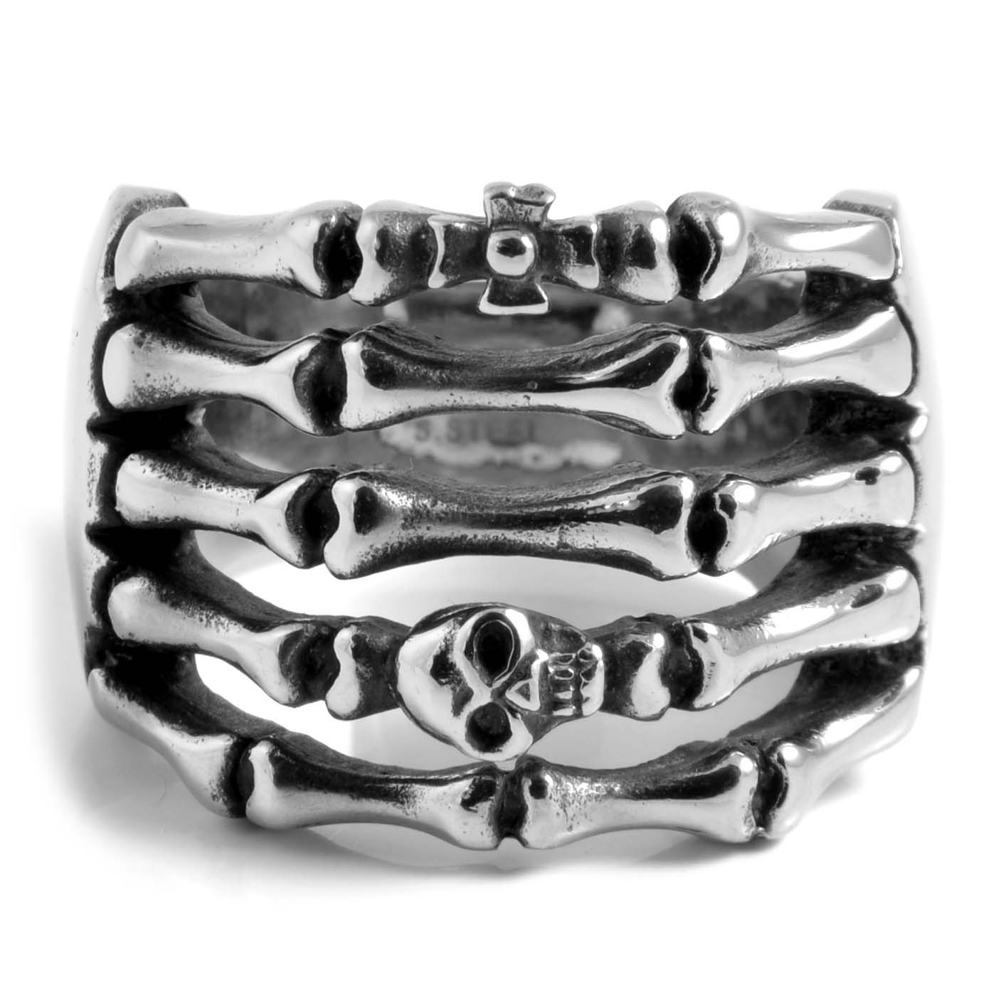 Gedetailleerde Stalen Skeletring  - 2