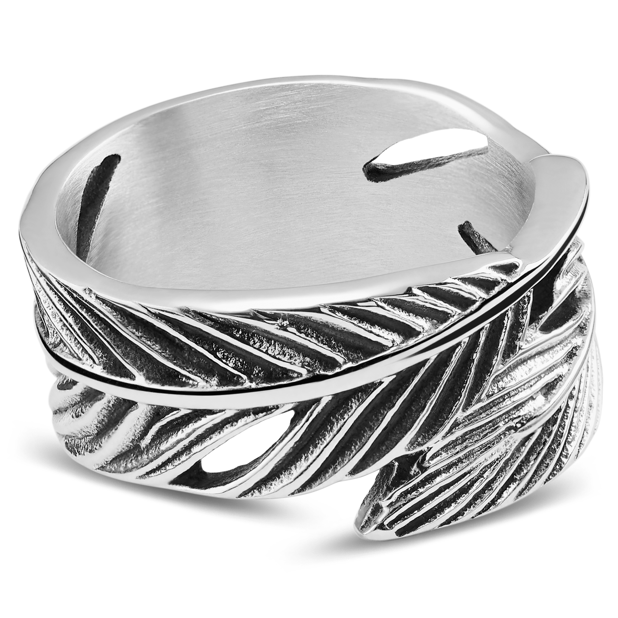 Silver-Tone Feather Ring - 2