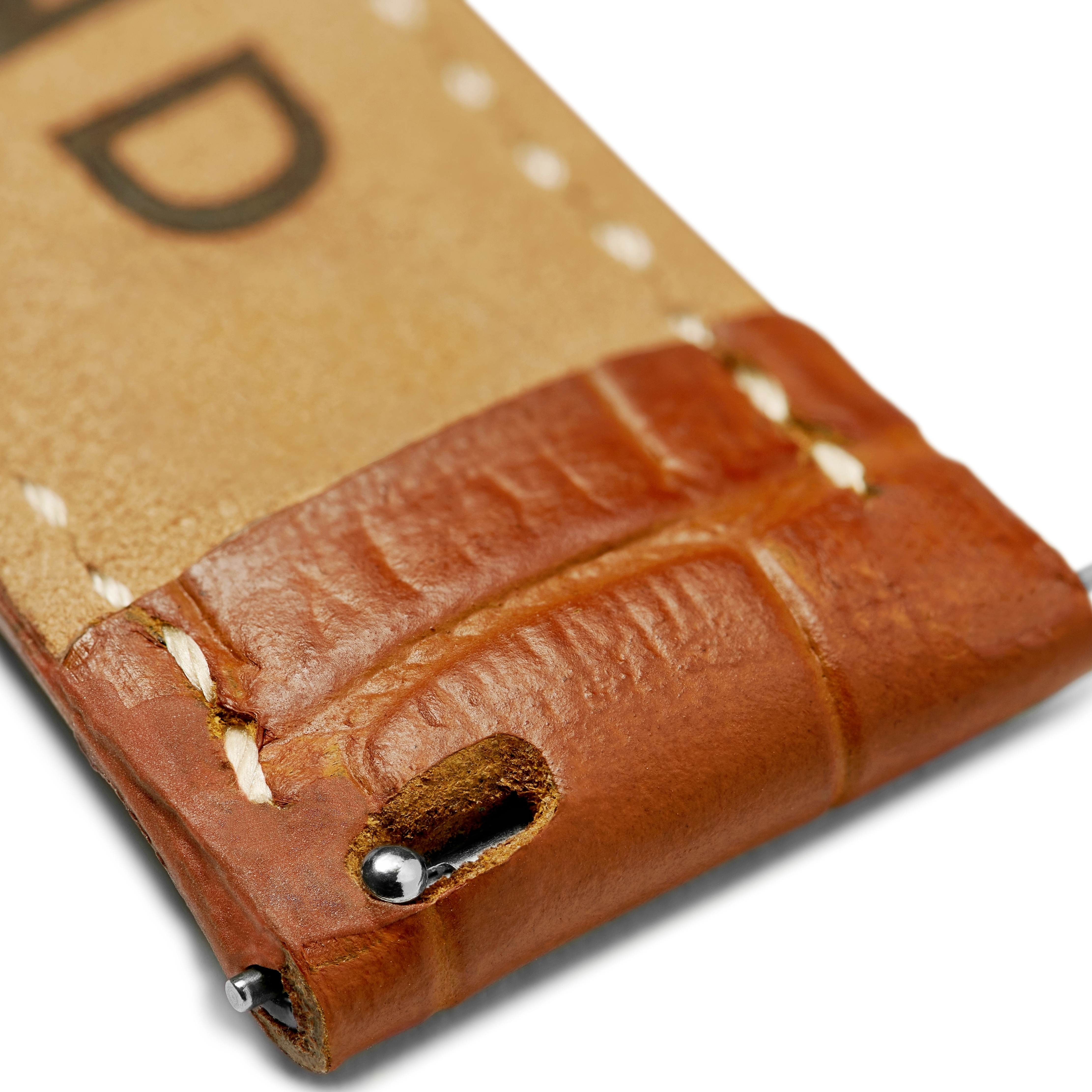 21mm Crocodile-Embossed Tan Leather Watch Strap with Rose Gold-Tone Buckle – Quick Release - 4