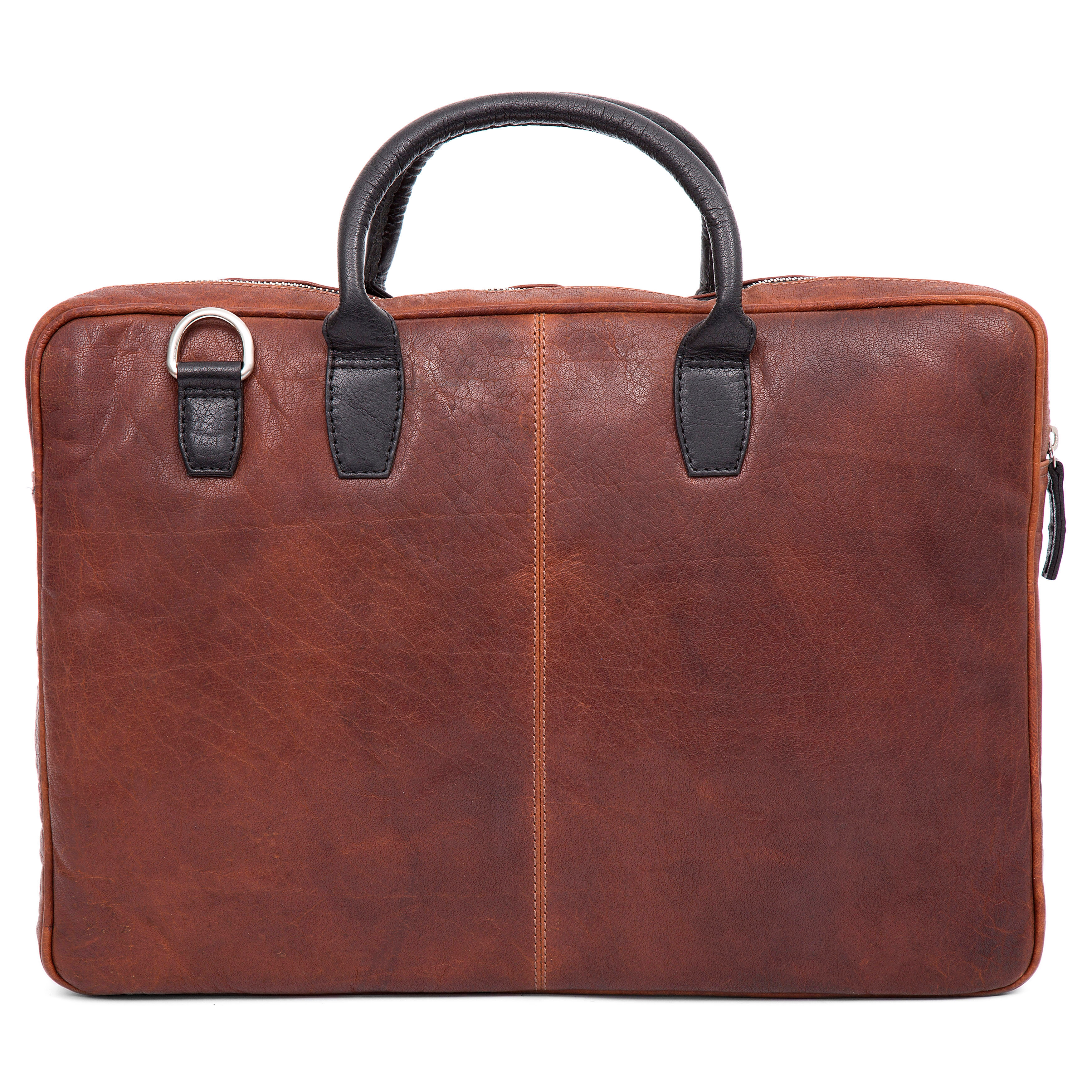 Montreal Slim 15" Executive Tan & Black Leather Bag - 3