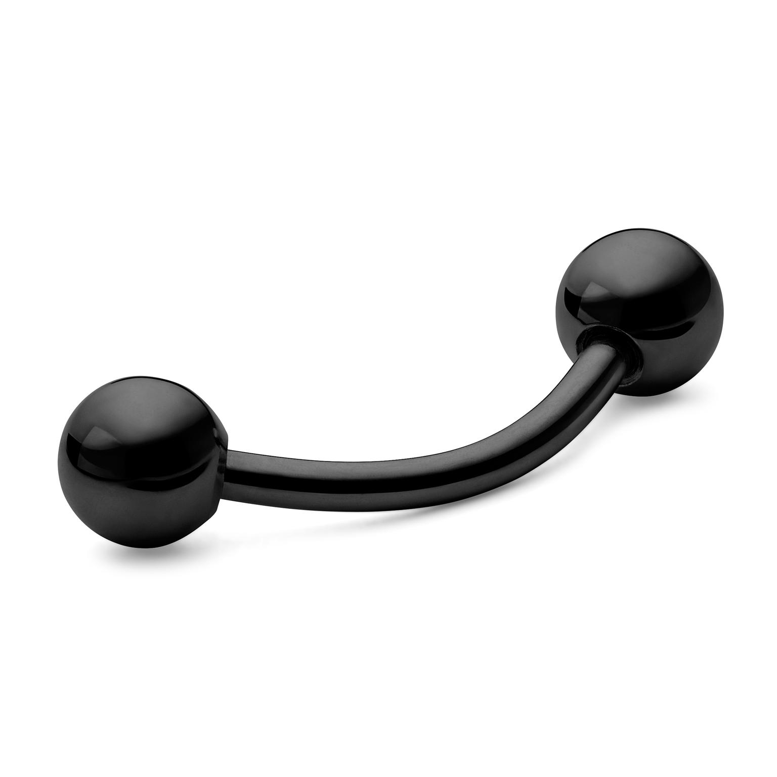 10 mm Gebogene Barbell aus schwarzem Titan mit Kugelspitze 10 mm Gebogene Barbell aus schwarzem Titan mit Kugelspitze