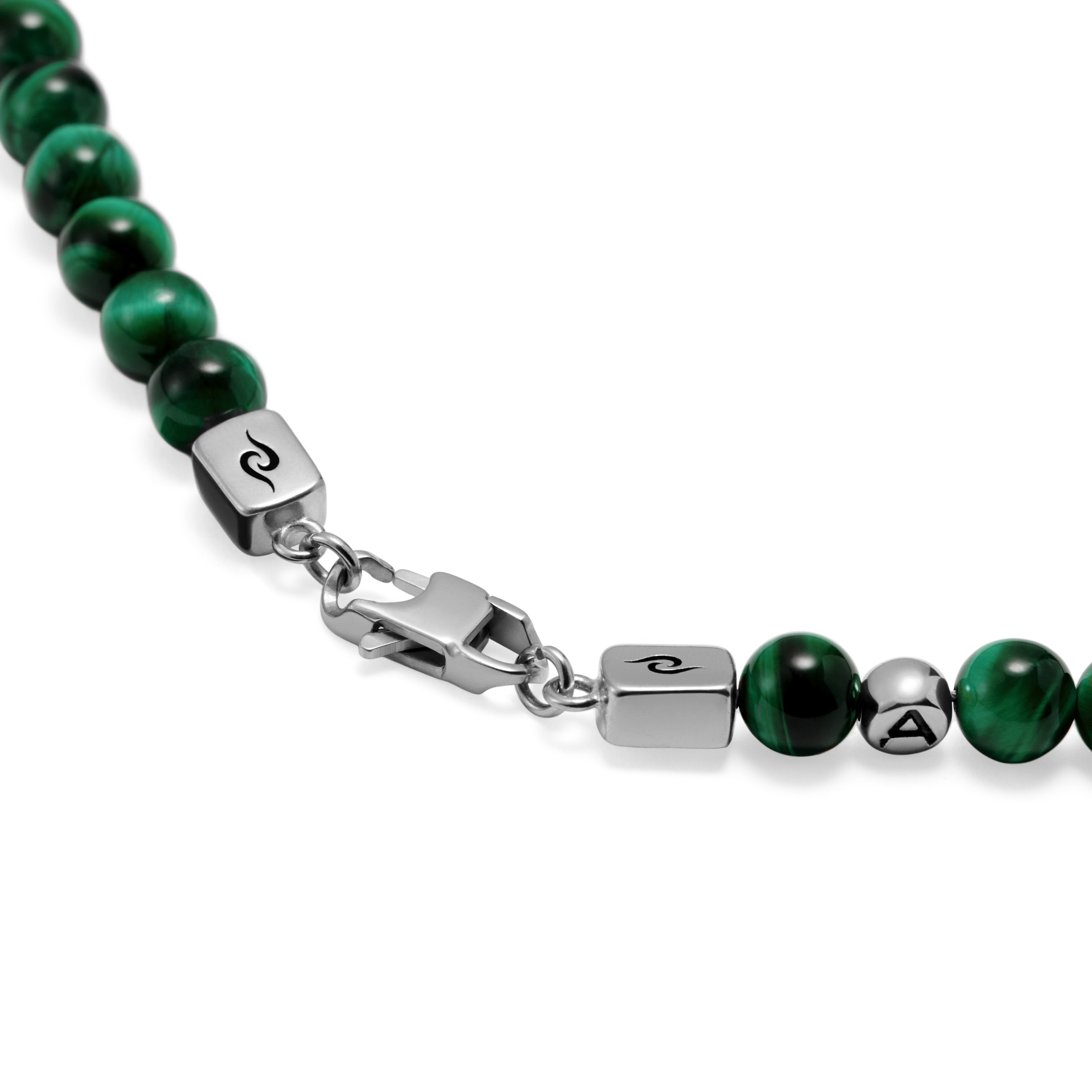 Conjunto de collares con piedra de lava y ojo de tigre verde Rico - 7