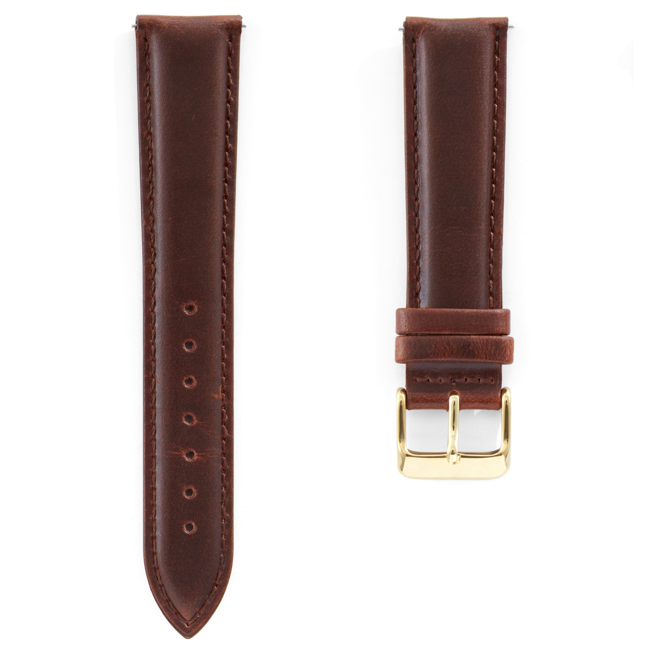 Gold-Tone Buckle & Vintage Brown Leather Watch Strap | In stock! | Seizmont