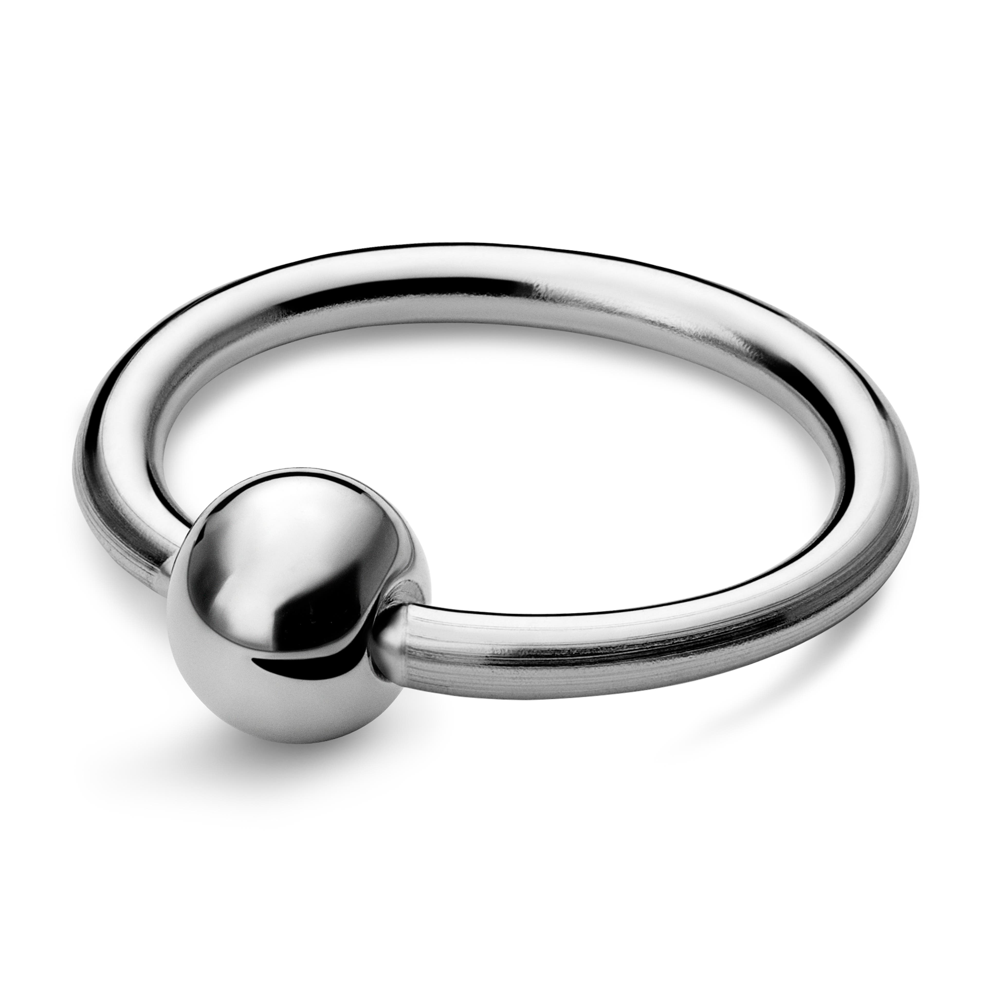 10 mm Silberfarbener Titan-Ring mit eingefasster Perle