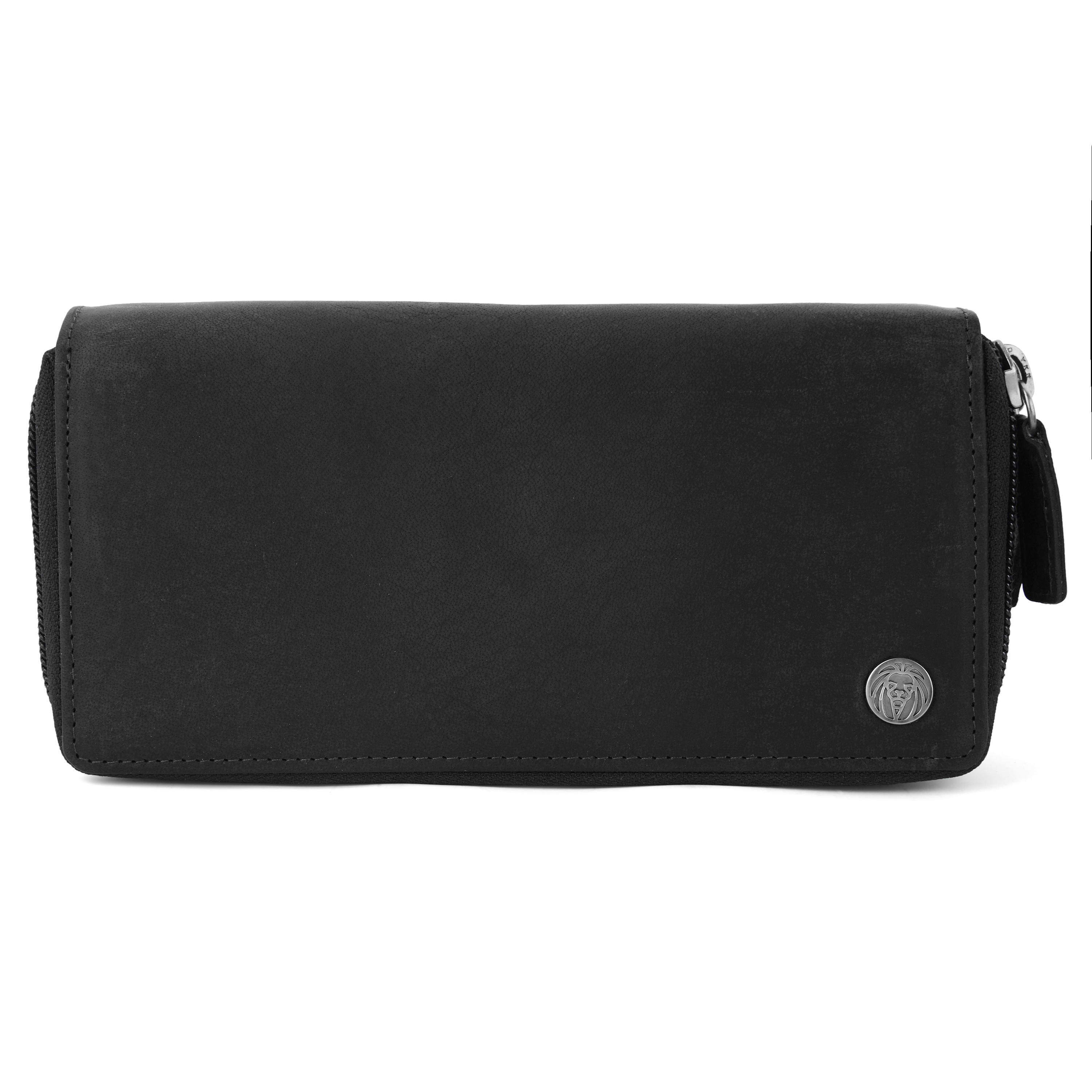 Cartera estilo acordeón de cuero negro Oxford - 3