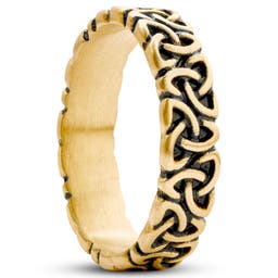 Evan | 5 mm Gold-Tone With Trinity Knot Pattern Celtic Ring
