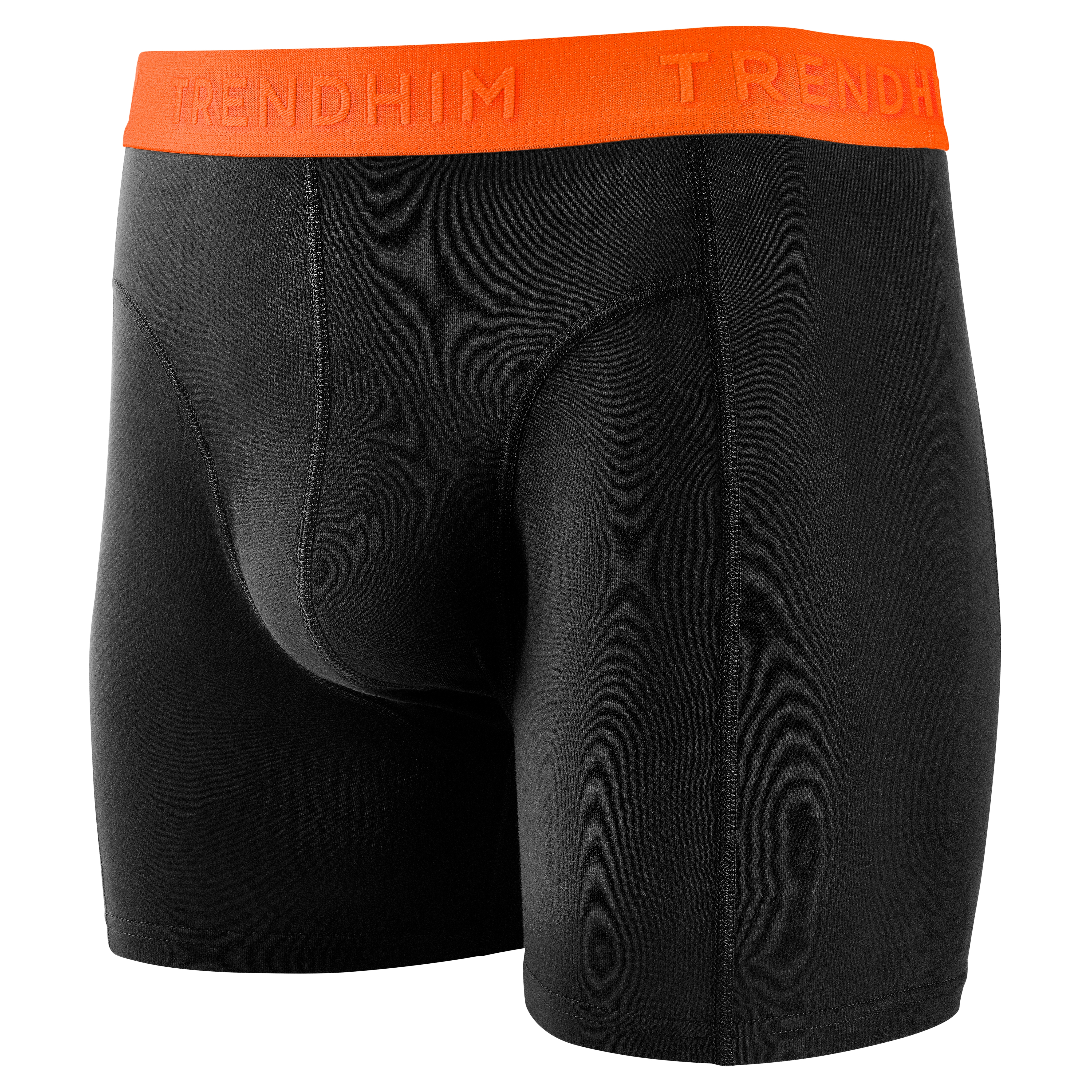 FlexFeel | Black Cotton Boxer Briefs with Neon Orange Waistband - 2