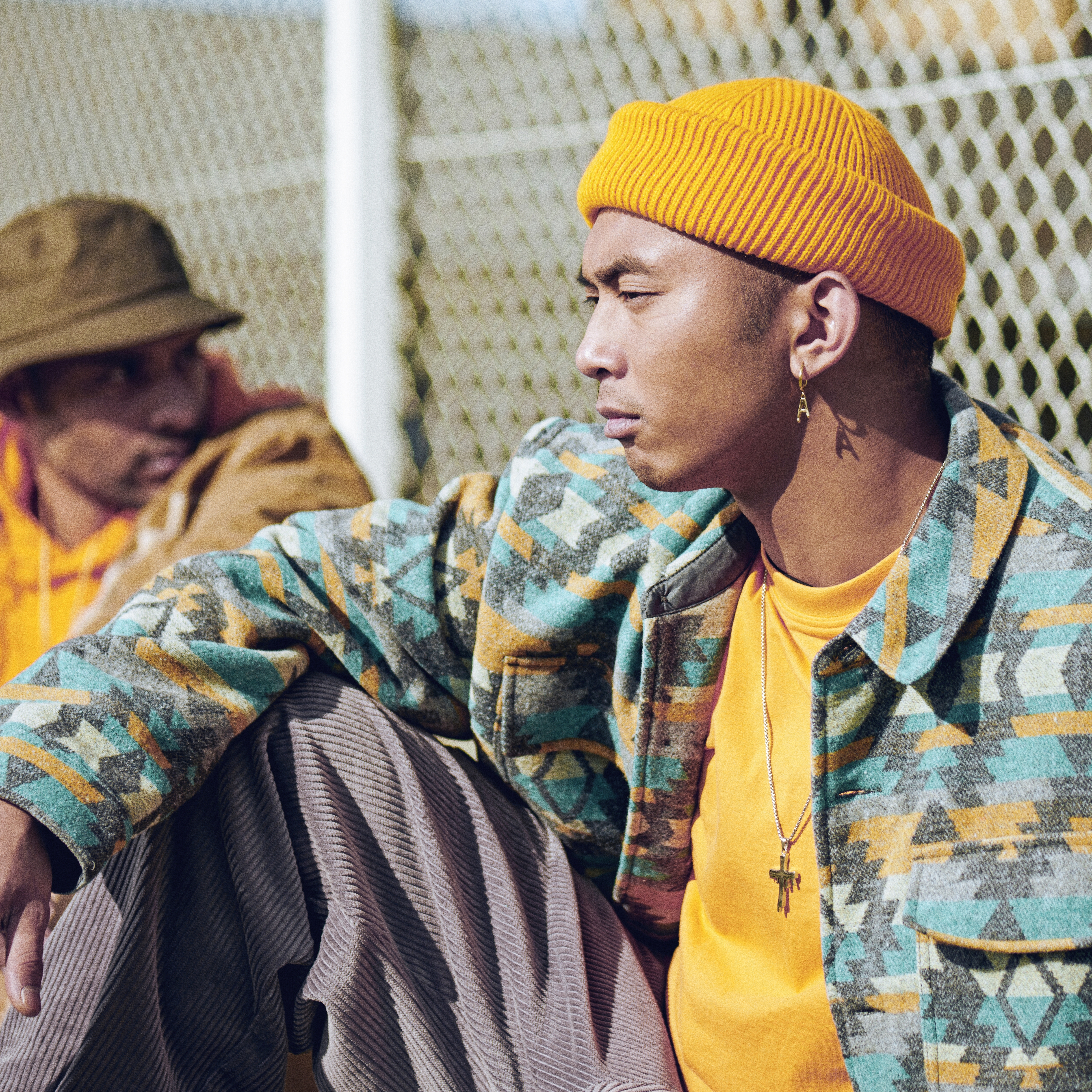 Fahrenheit | Tērauda auskars, kūstošs burts A, zelta krāsa - 4