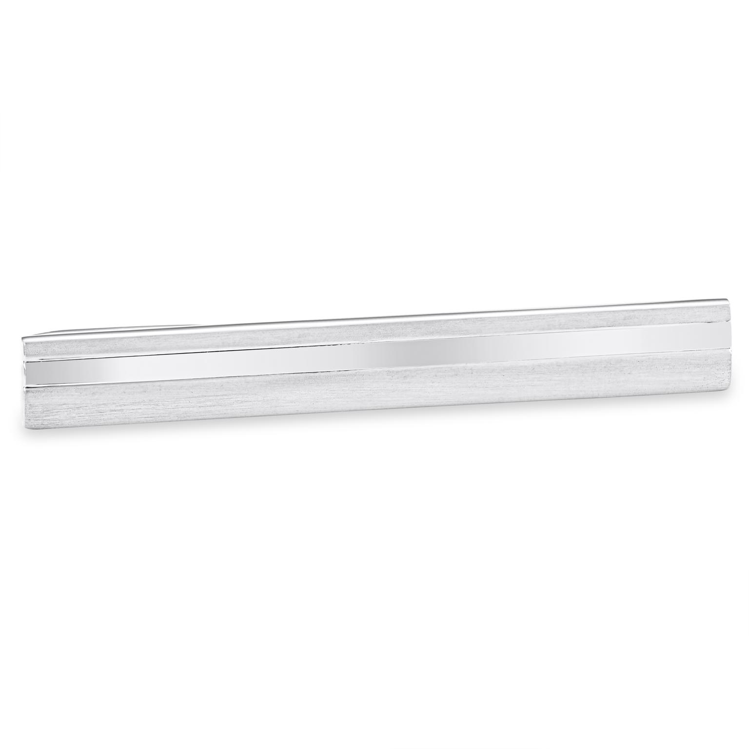 Novelle | Brushed & Polished Silver-Tone Tie Bar Novelle | Brushed & Polished Silver-Tone Tie Bar
