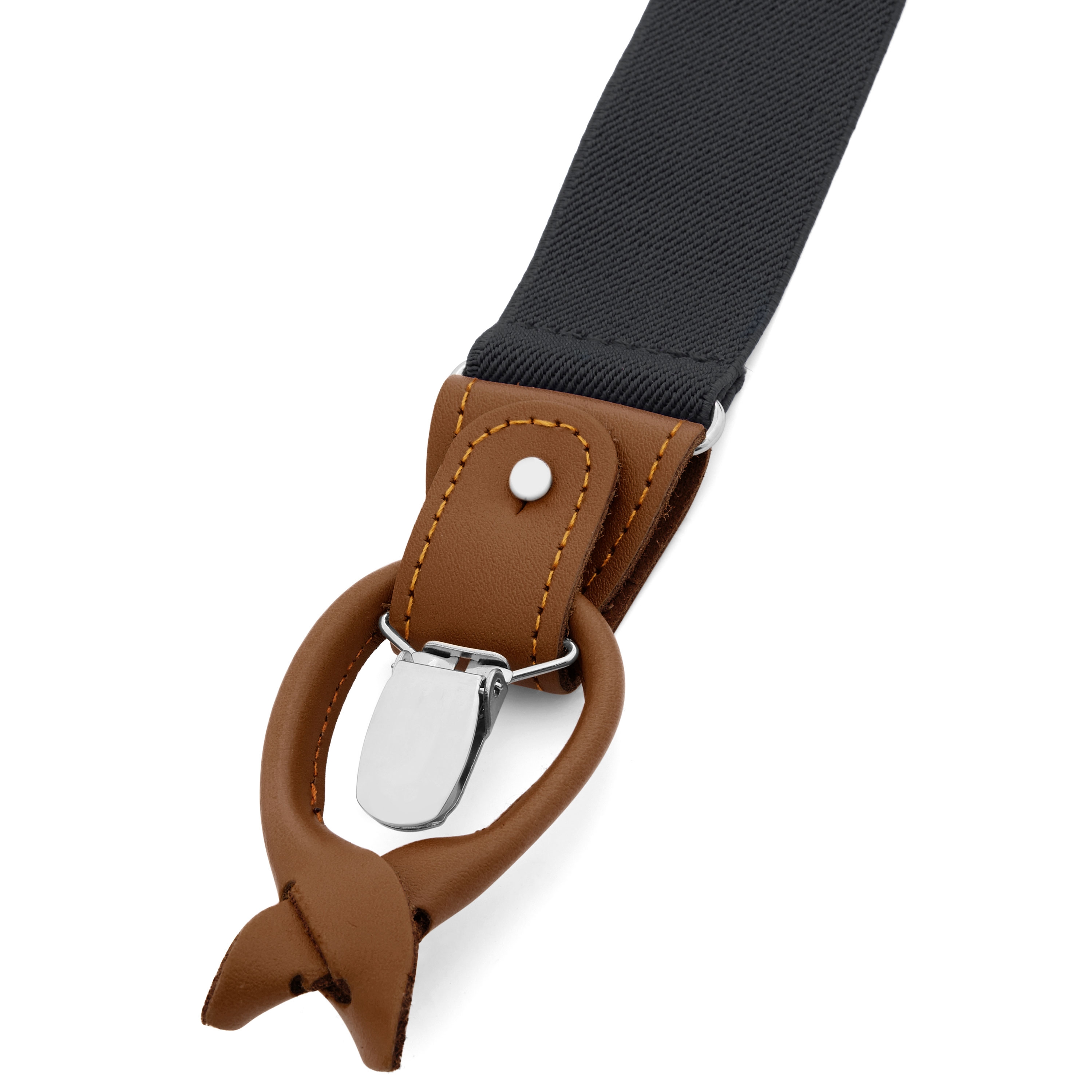 Wide Dark Grey Convertible Suspenders - 6