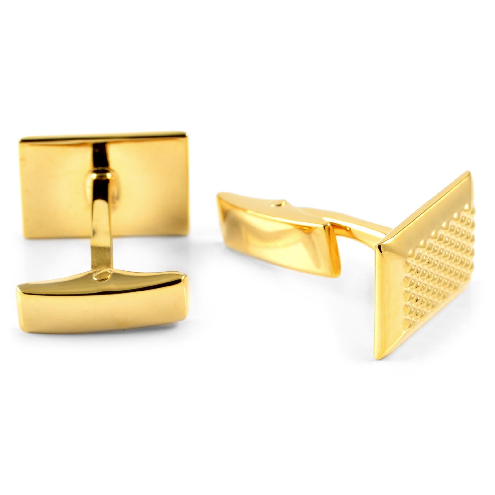 Rectangle Gold-Tone Dotted Cufflinks - 2