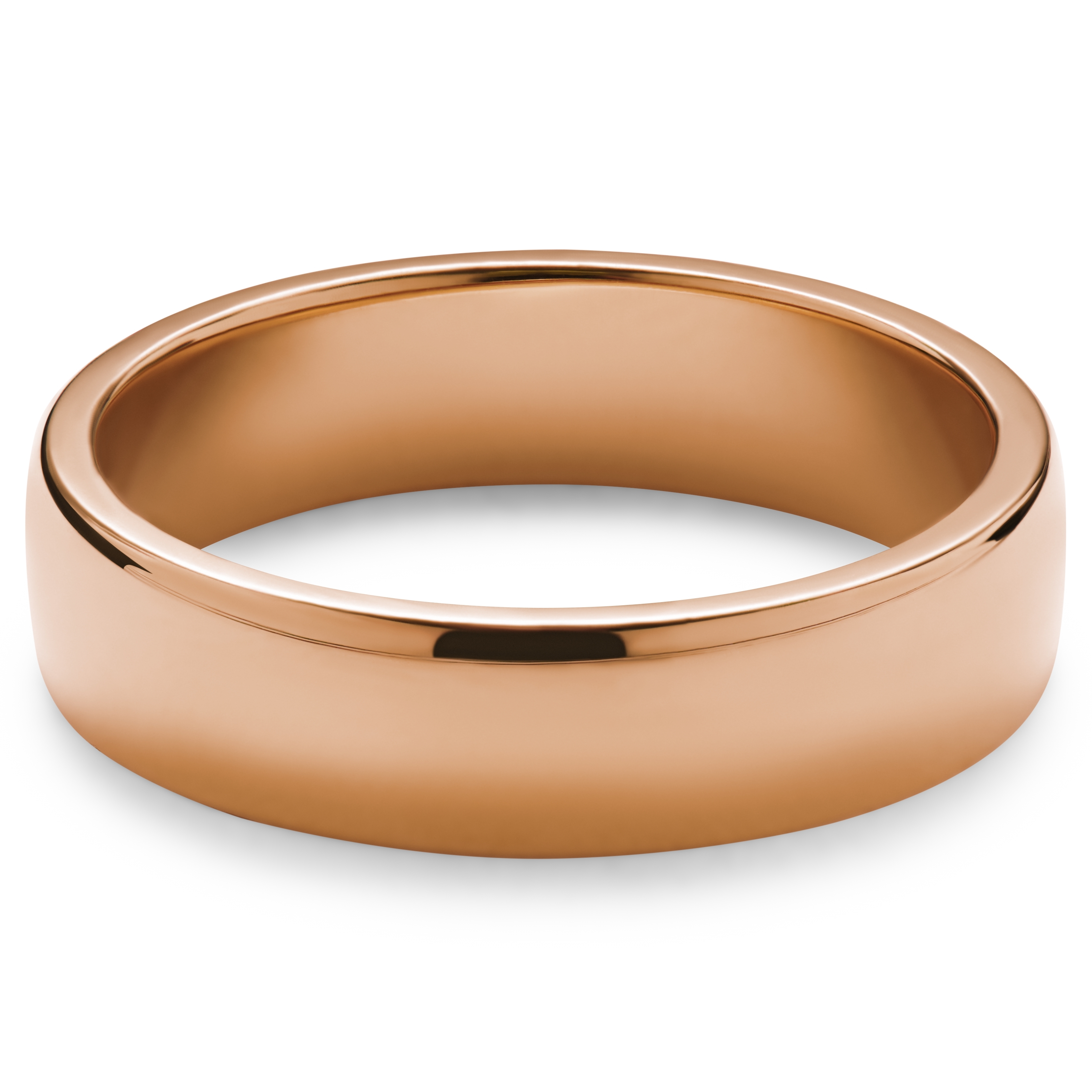 Ferrum | 6 mm Gepolijste Roségoudkleurige Roestvrijstalen D-vormige Ring - 4