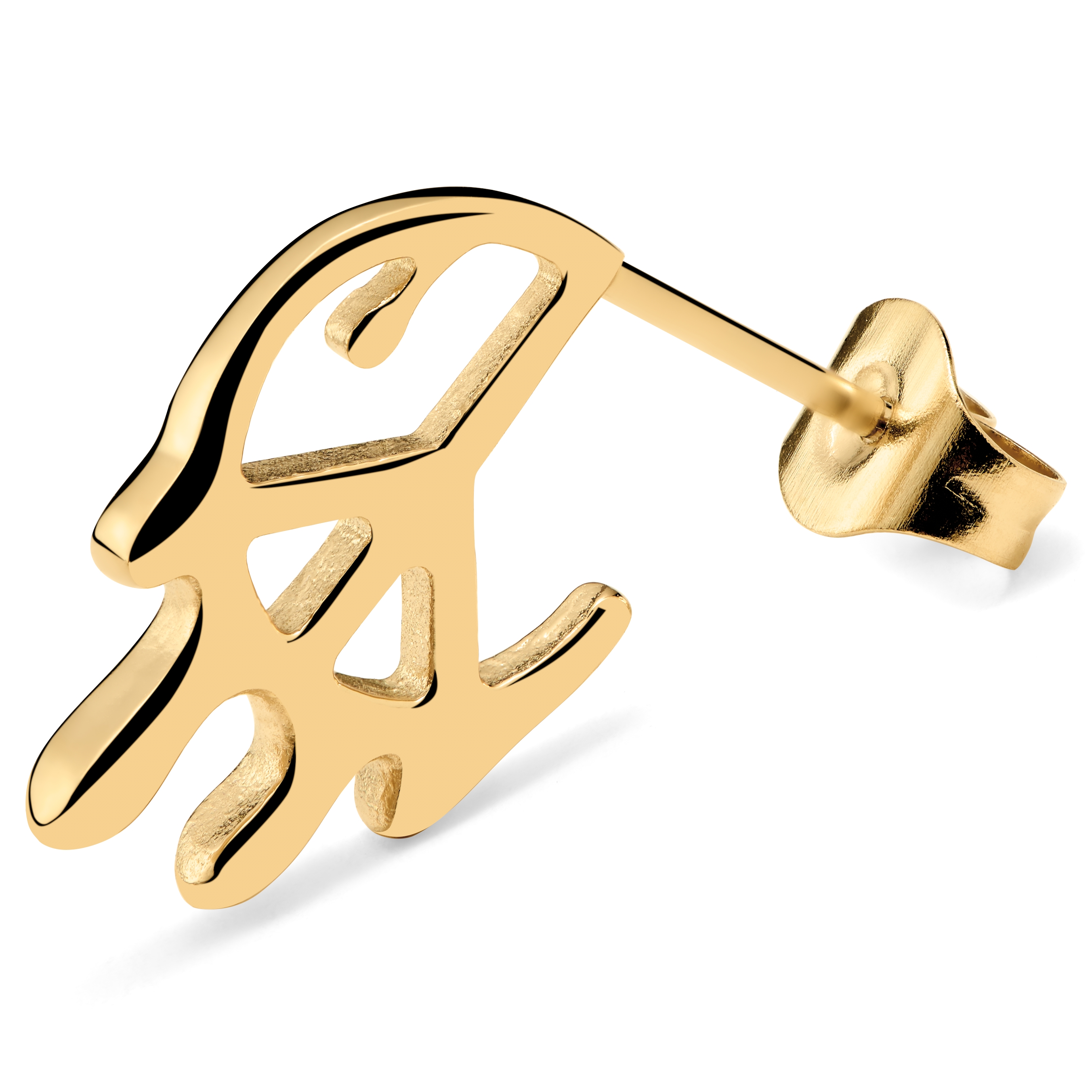 Fahrenheit | Melting Gold-tone Peace Stud Earring - 6