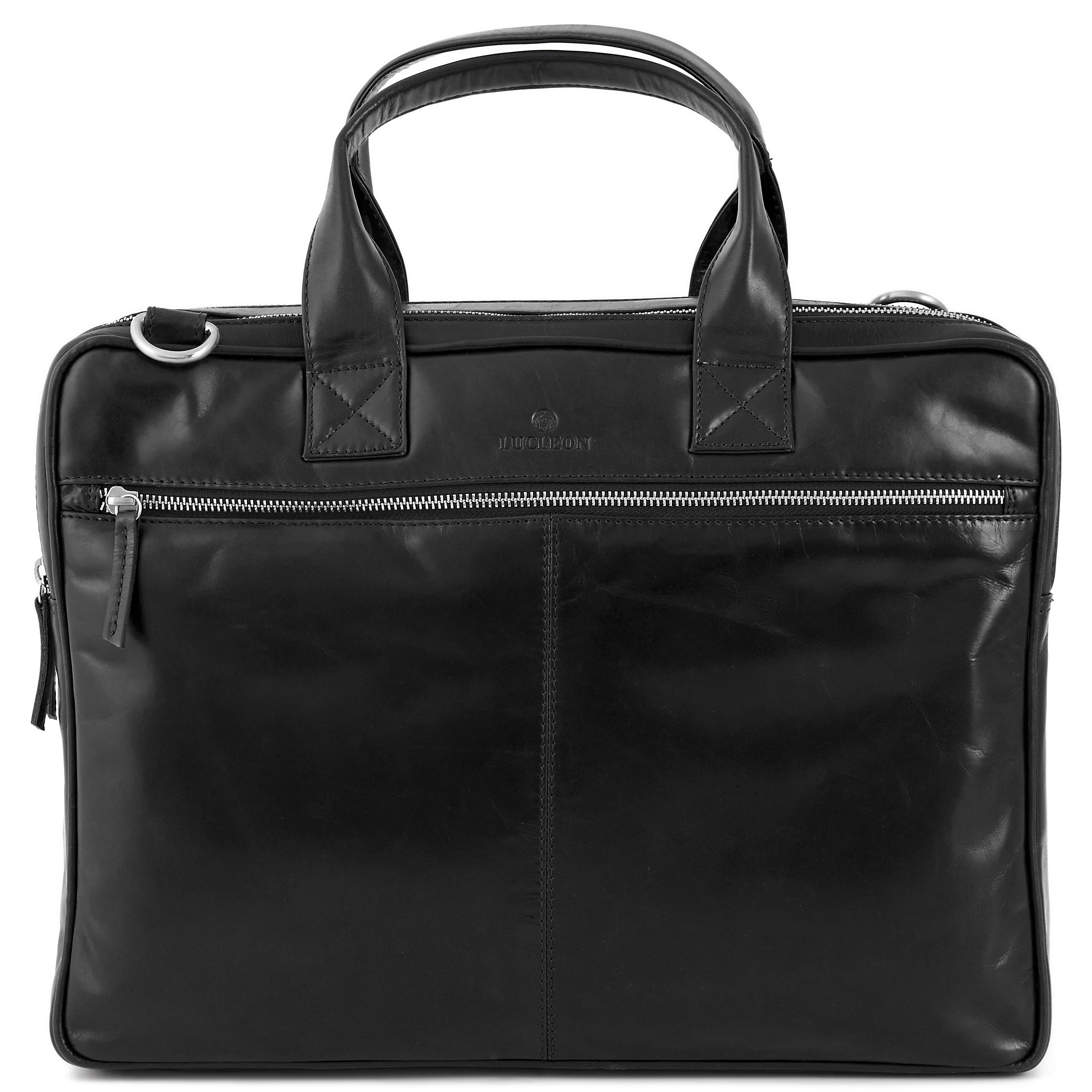 Jasper | Black Double Zip Leather Computer Bag - 2