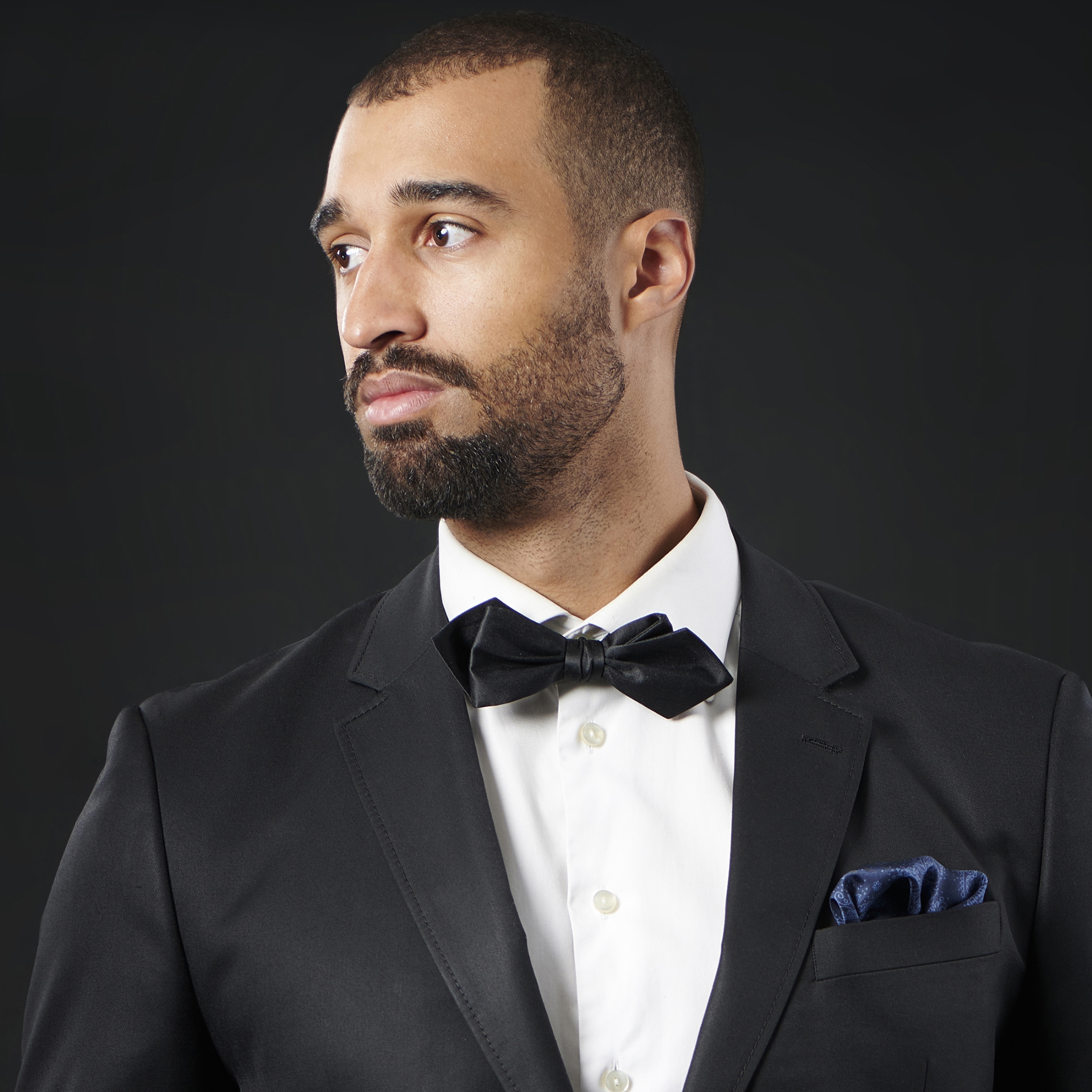 Black Pointy Self-Tie Bow Tie - 4