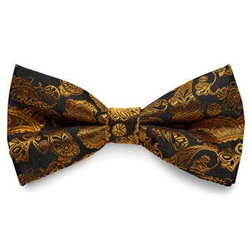 Gold & Brown Paisley Pattern Silk Pre-Tied Bow Tie Gold & Brown Paisley Pattern Silk Pre-Tied Bow Tie