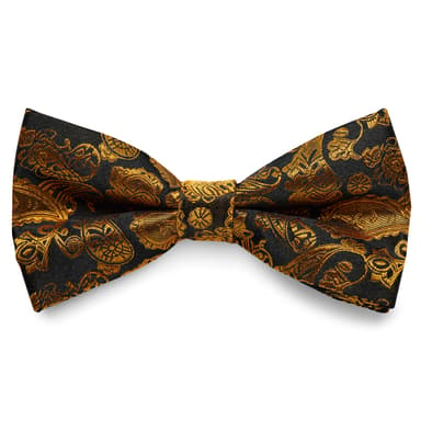 Gold & Braun vorgebundene Fliege aus Seide mit Paisley-Muster Gold & Braun vorgebundene Fliege aus Seide mit Paisley-Muster