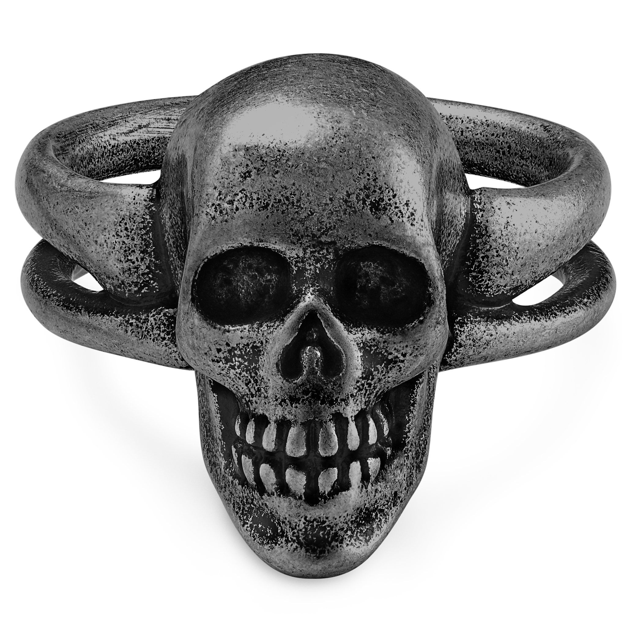 Aspero | Grauer Totenkopf-Edelstahlring - 2