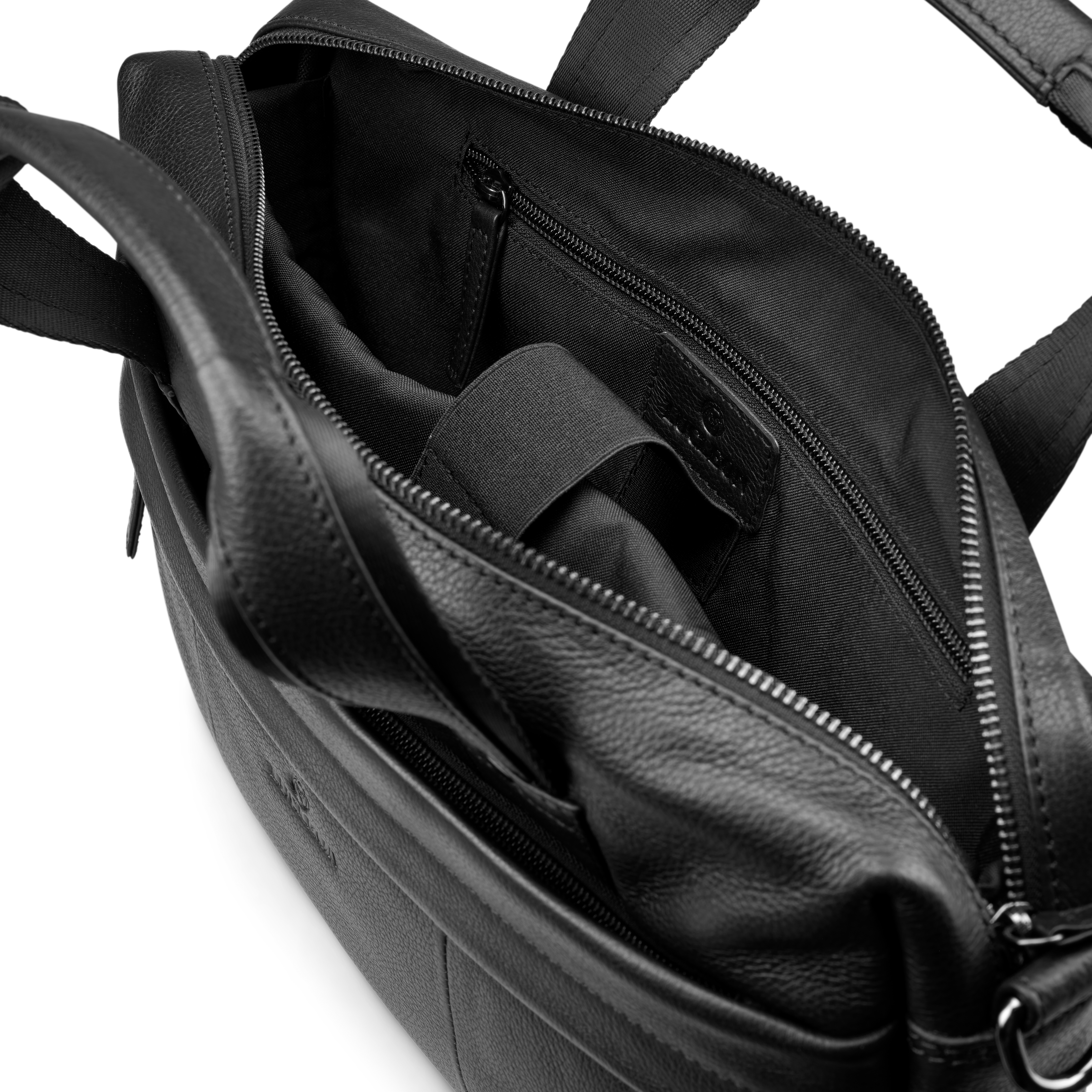 Black Full-Grain Leather Laptop Bag - 4